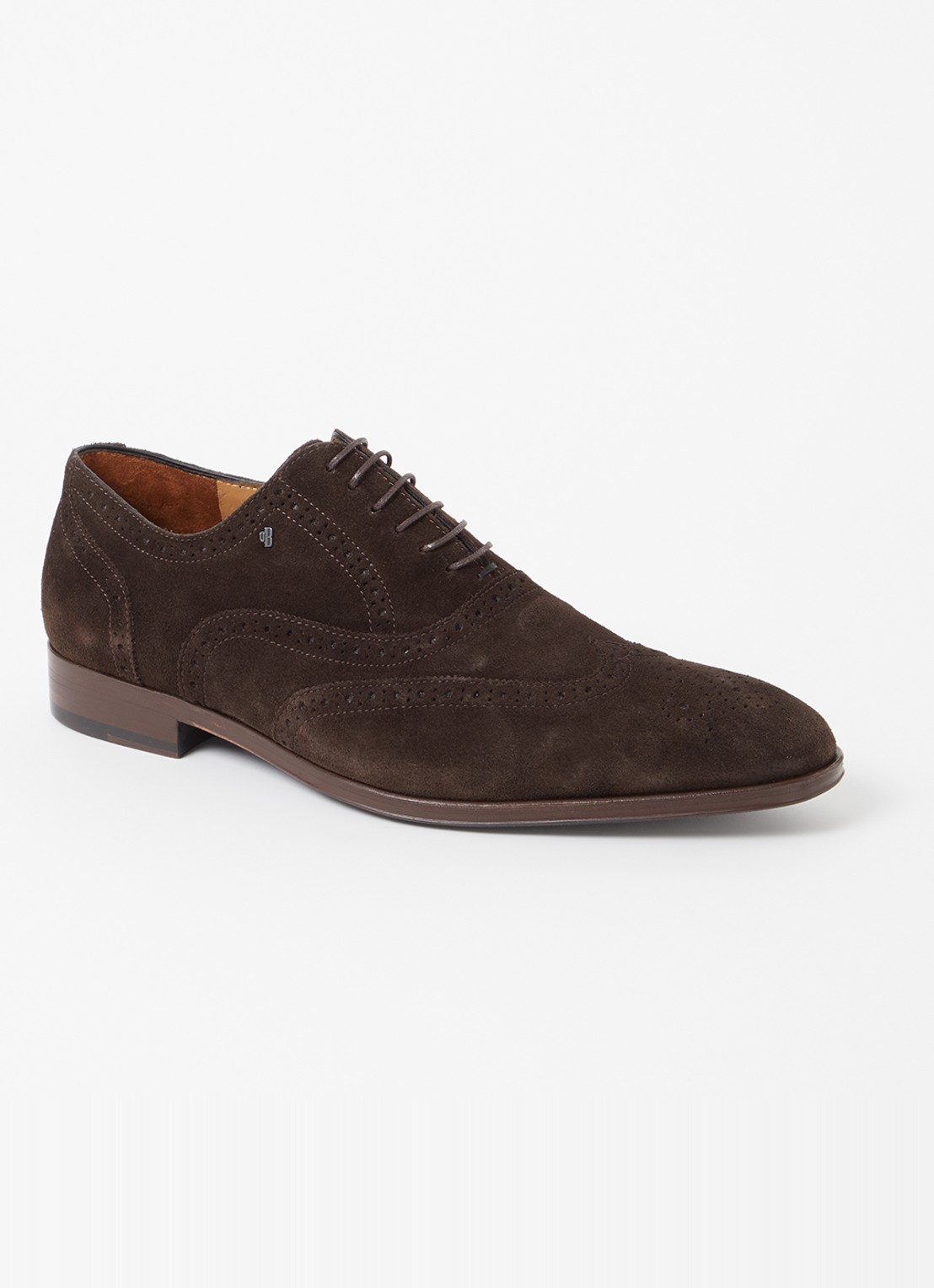 Floris van Bommel Raffa 04.02 brogue van suède - voorkant 5 donkerbruin