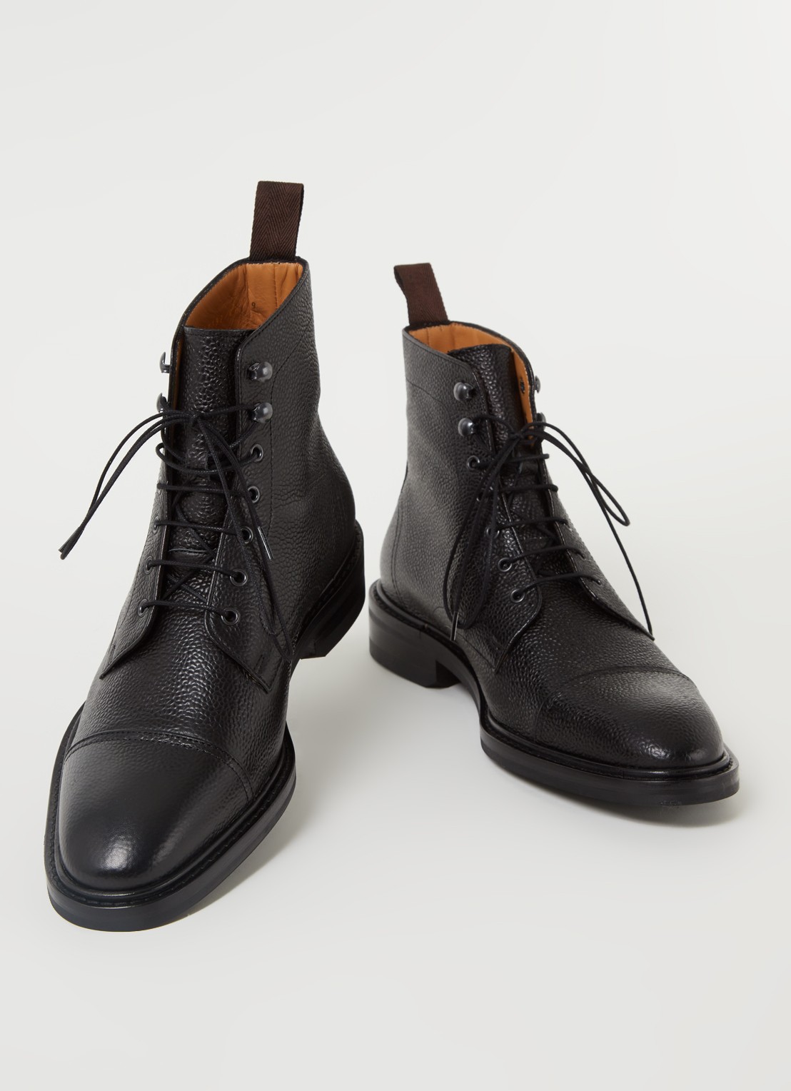 Floris van Bommel Veterboot van leer - detail zwart