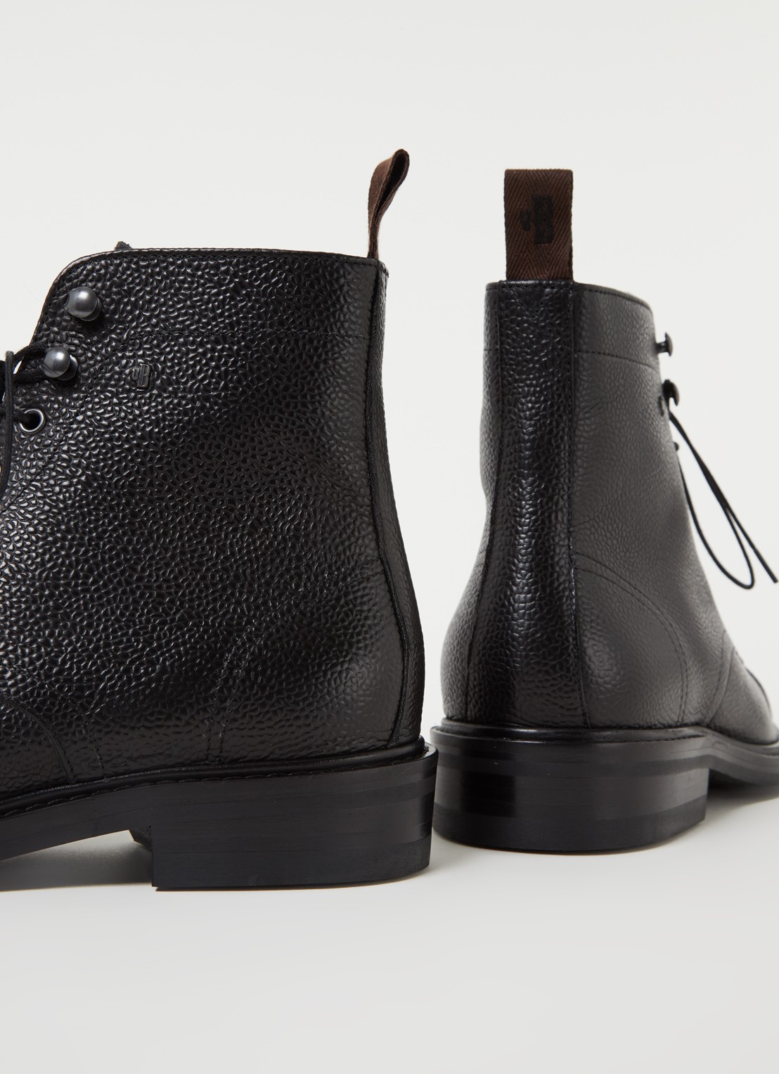 Floris van Bommel Veterboot van leer - detail 2 zwart