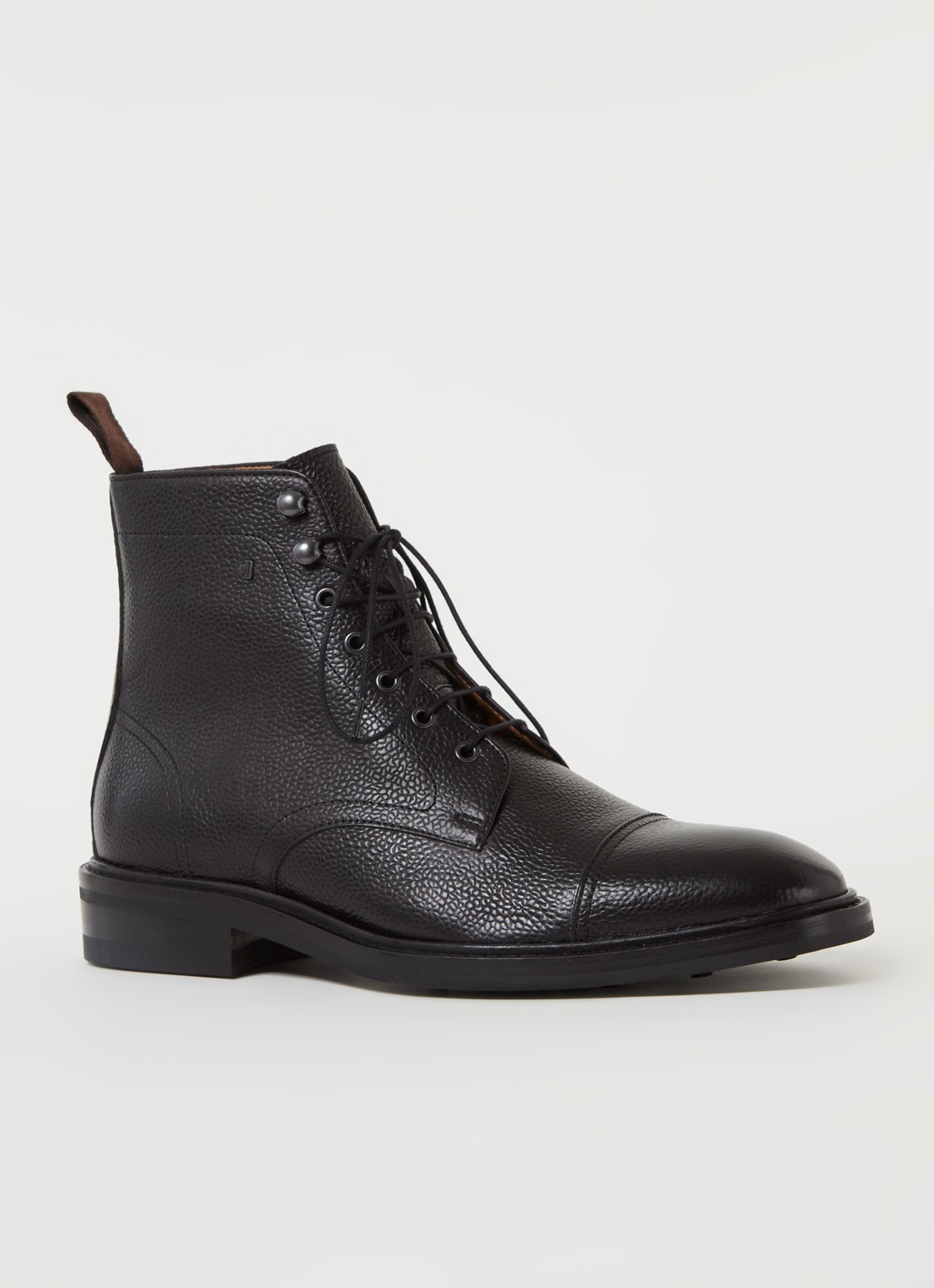 Floris van Bommel Veterboot van leer - voorkant 4 zwart