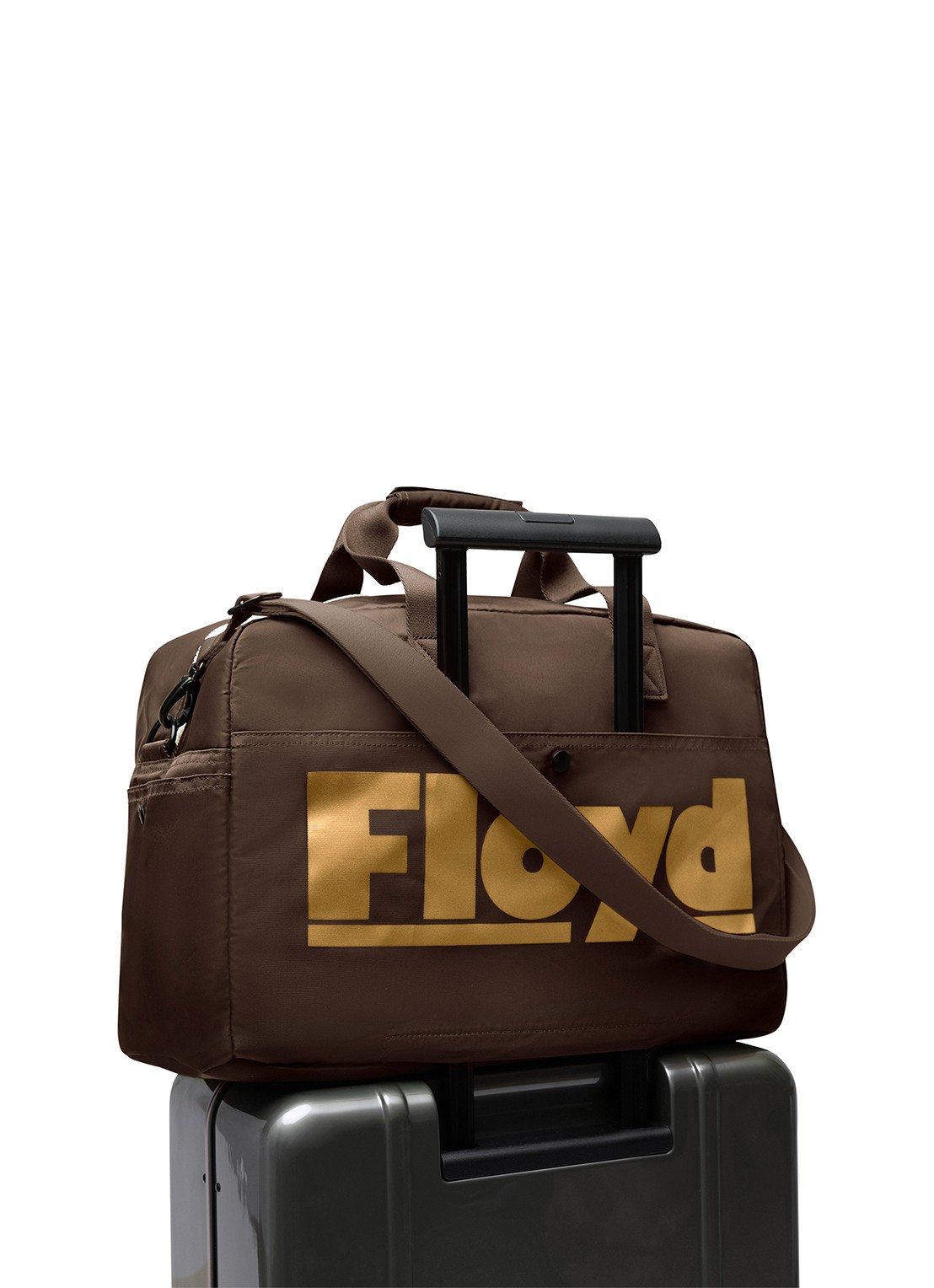 Floyd Weekendtas met logoprint - voorkant 2 bruin