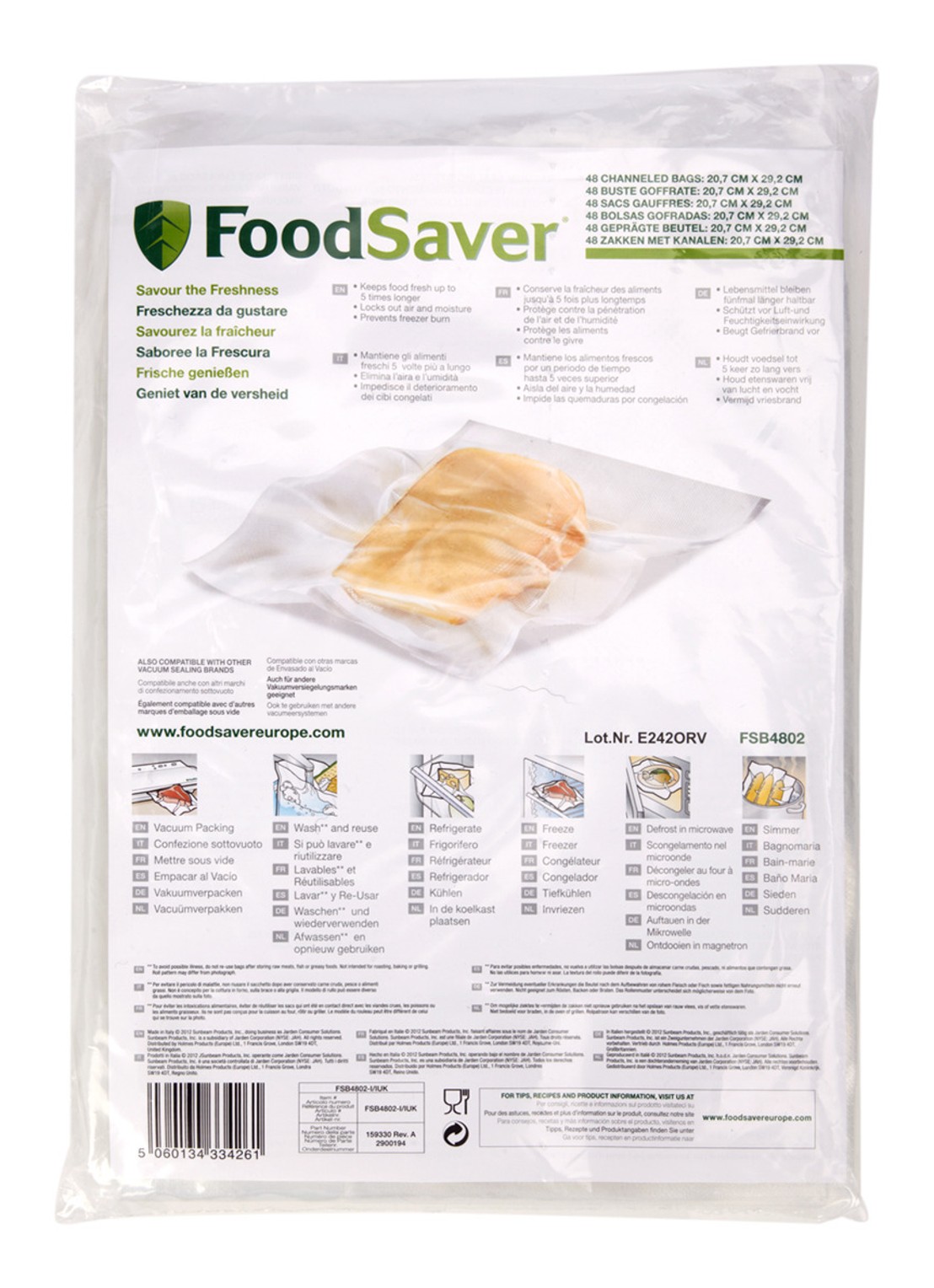 Foodsaver Vacuümzakken 0,9 liter 48 stuks - voorkant wit