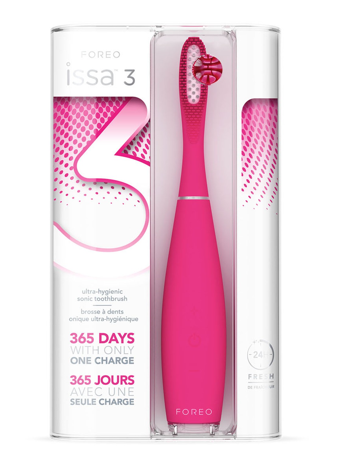 Foreo ISSA™ 3 ultra-hygienic silicone sonic toothbrush - elektrische tandenborstel - detail 4 fuchsia