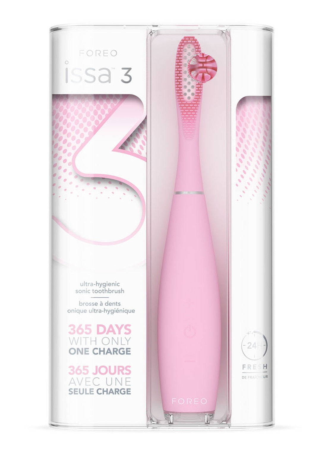 Foreo ISSA™ 3 ultra-hygienic silicone sonic toothbrush - elektrische tandenborstel - detail 2 pearl pink