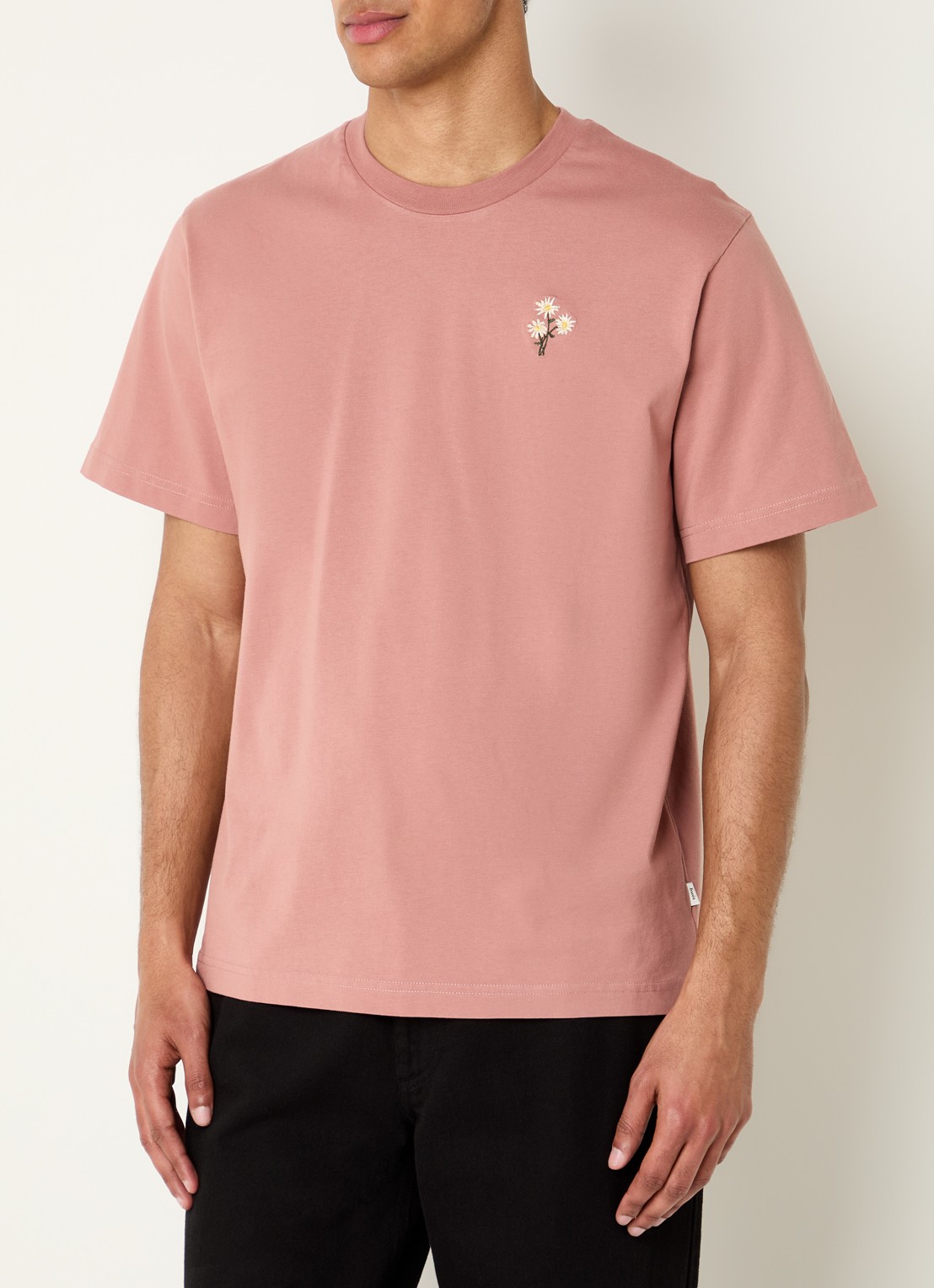 forét Bellis T-shirt met logoborduring - detail zalmroze