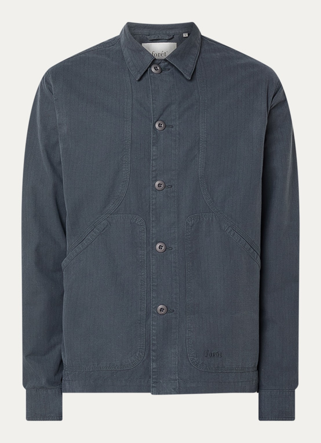forét Berry comfort fit overshirt met steekzakken - voorkant donkergrijs