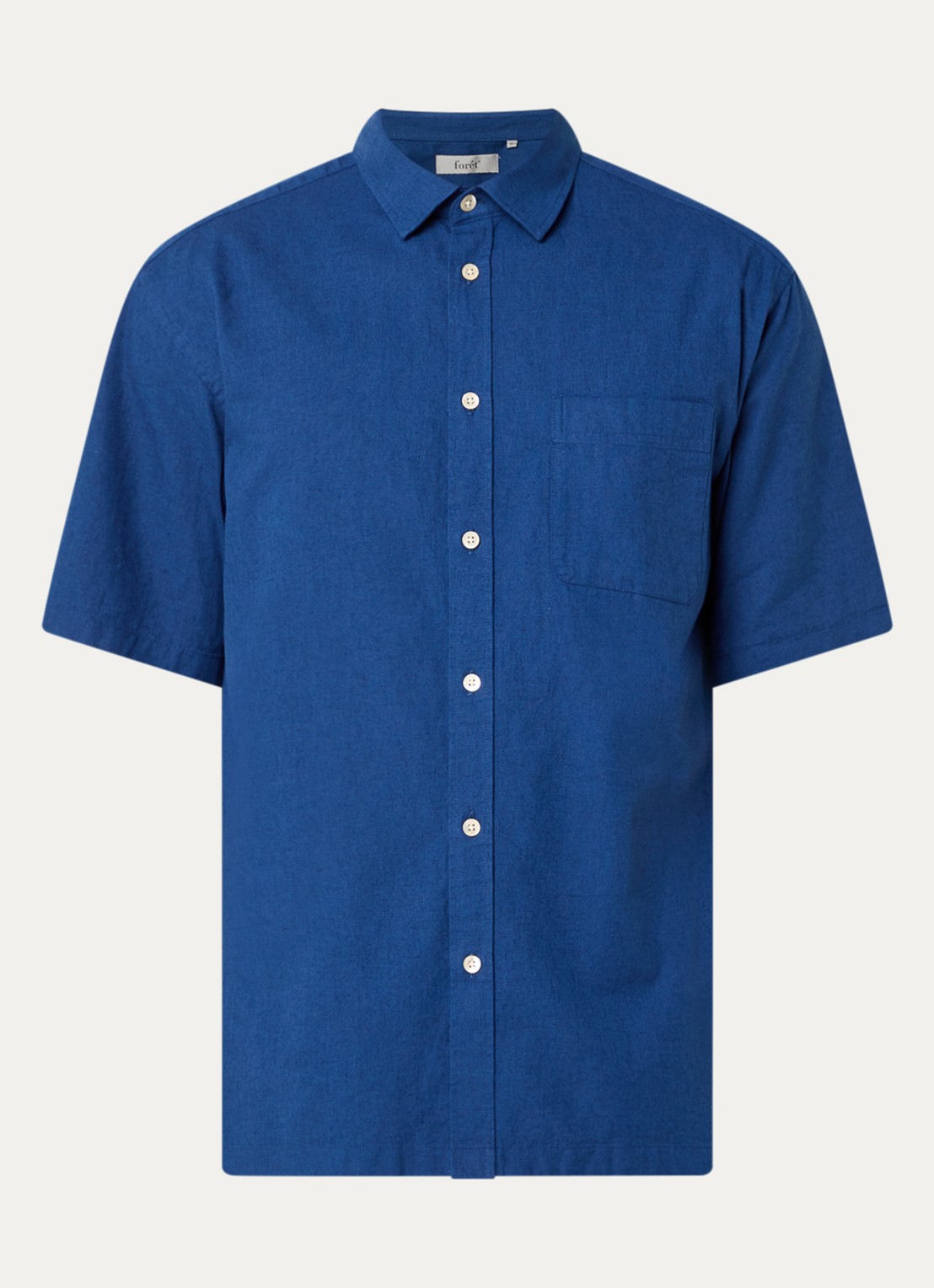 forét Cosmos regular fit overhemd in linnenblend met streepprint - voorkant 2 royalblauw