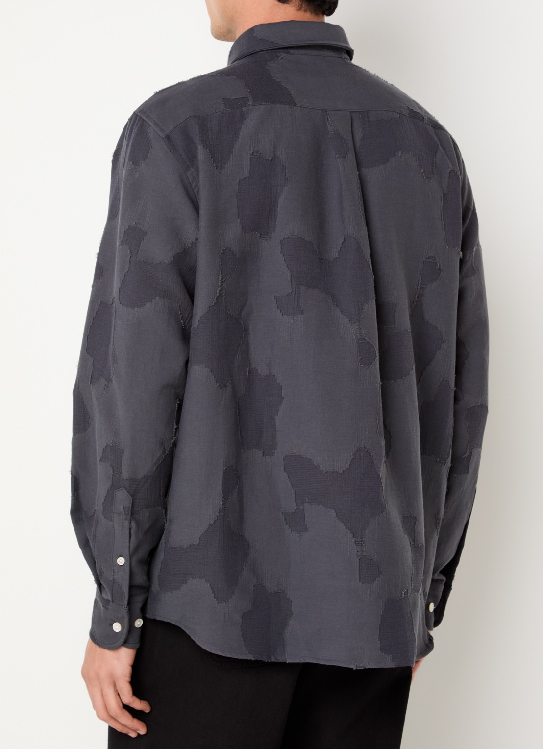 forét Dawn regular fit overhemd met jacquard dessin - achterkant 4 donkergrijs