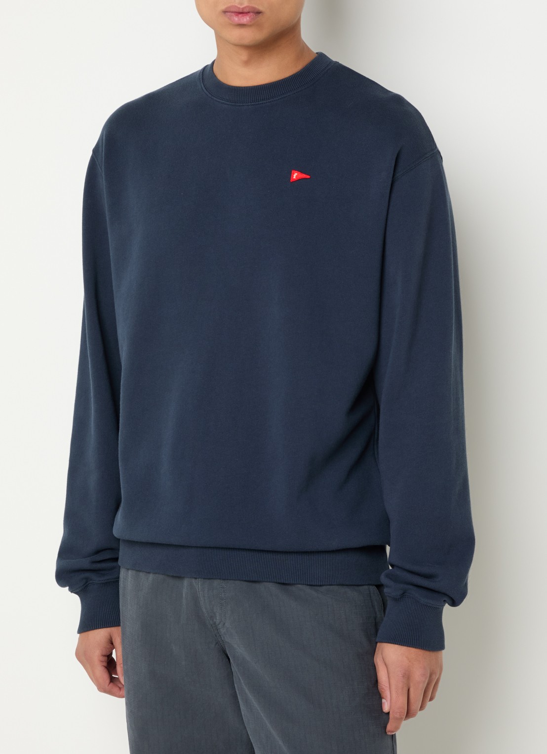 forét Flag sweater met logoborduring - detail 3 donkerblauw