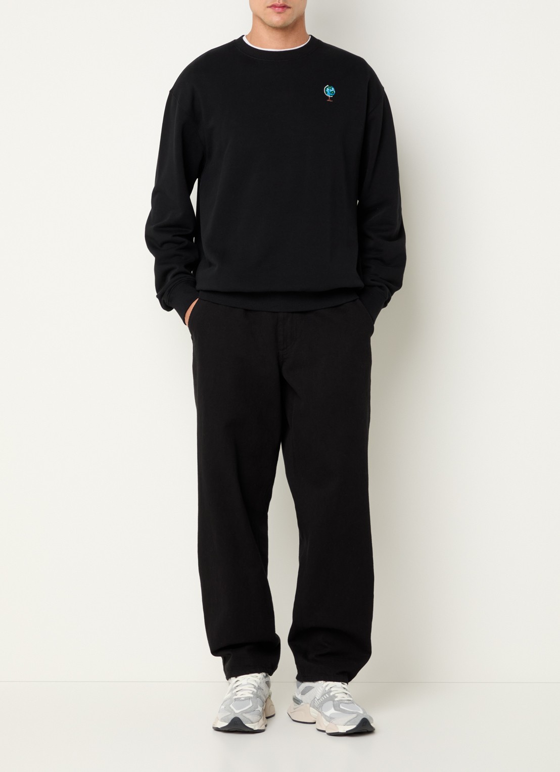 forét Globus sweater met borduring - voorkant 4 zwart