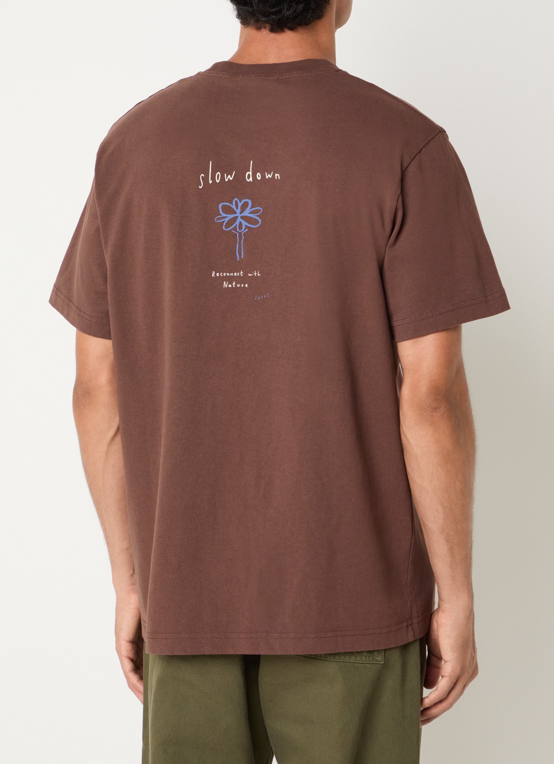forét Haze T-shirt met front- en backprint - detail kastanjebruin