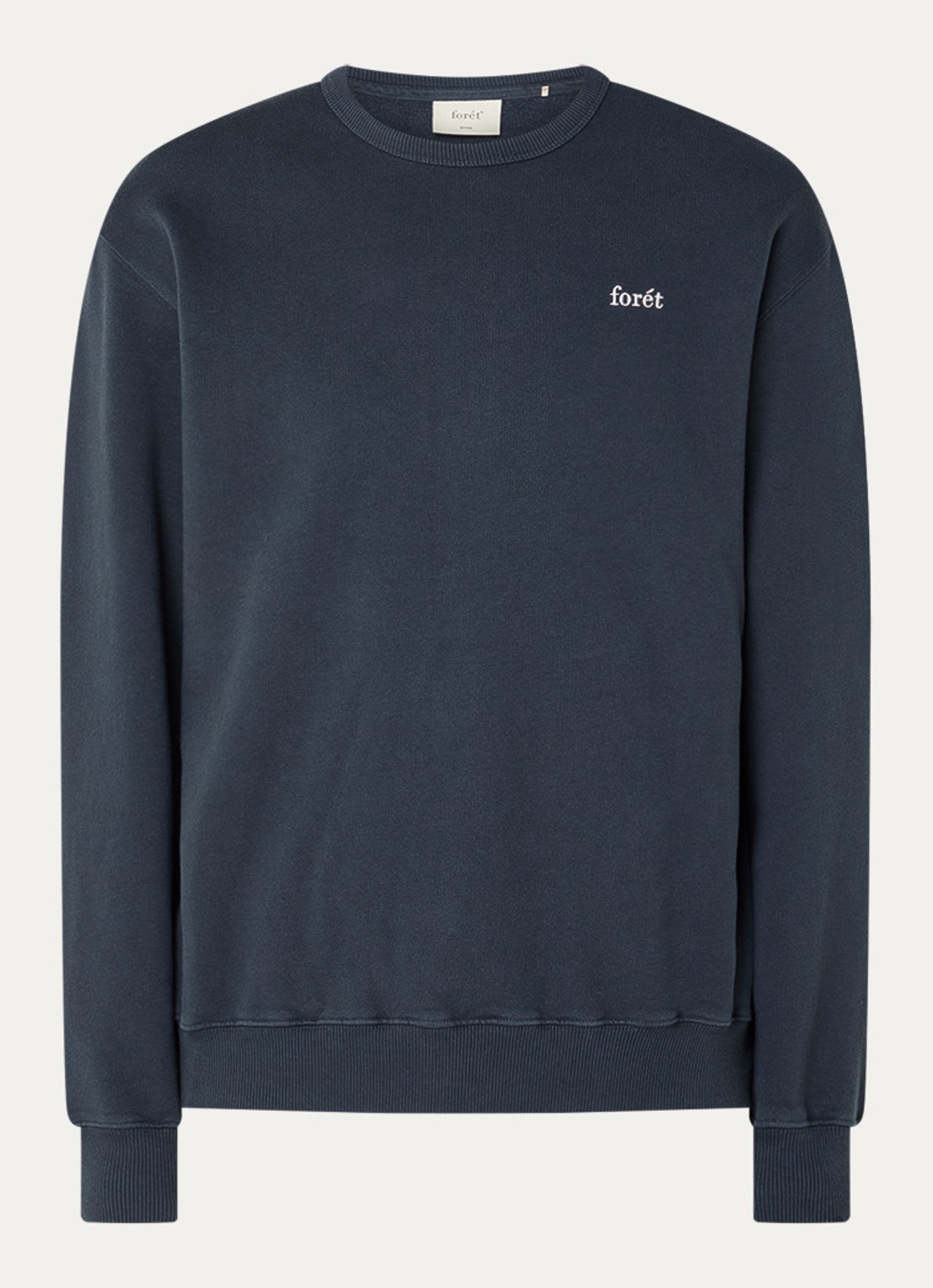forét Noon sweater met logoborduring - voorkant donkerblauw