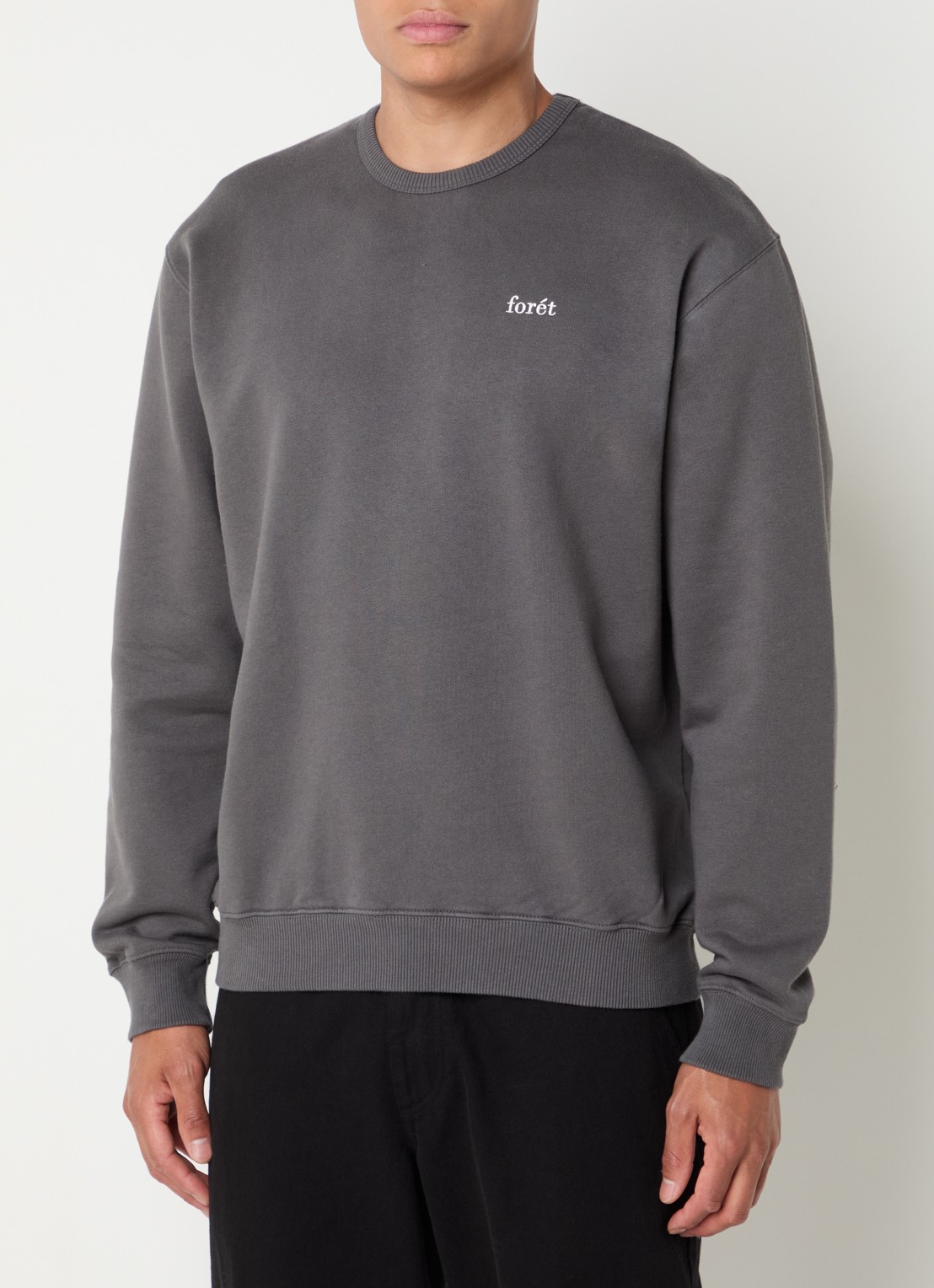 forét Noon sweater met logoborduring - detail 4 donkergrijs