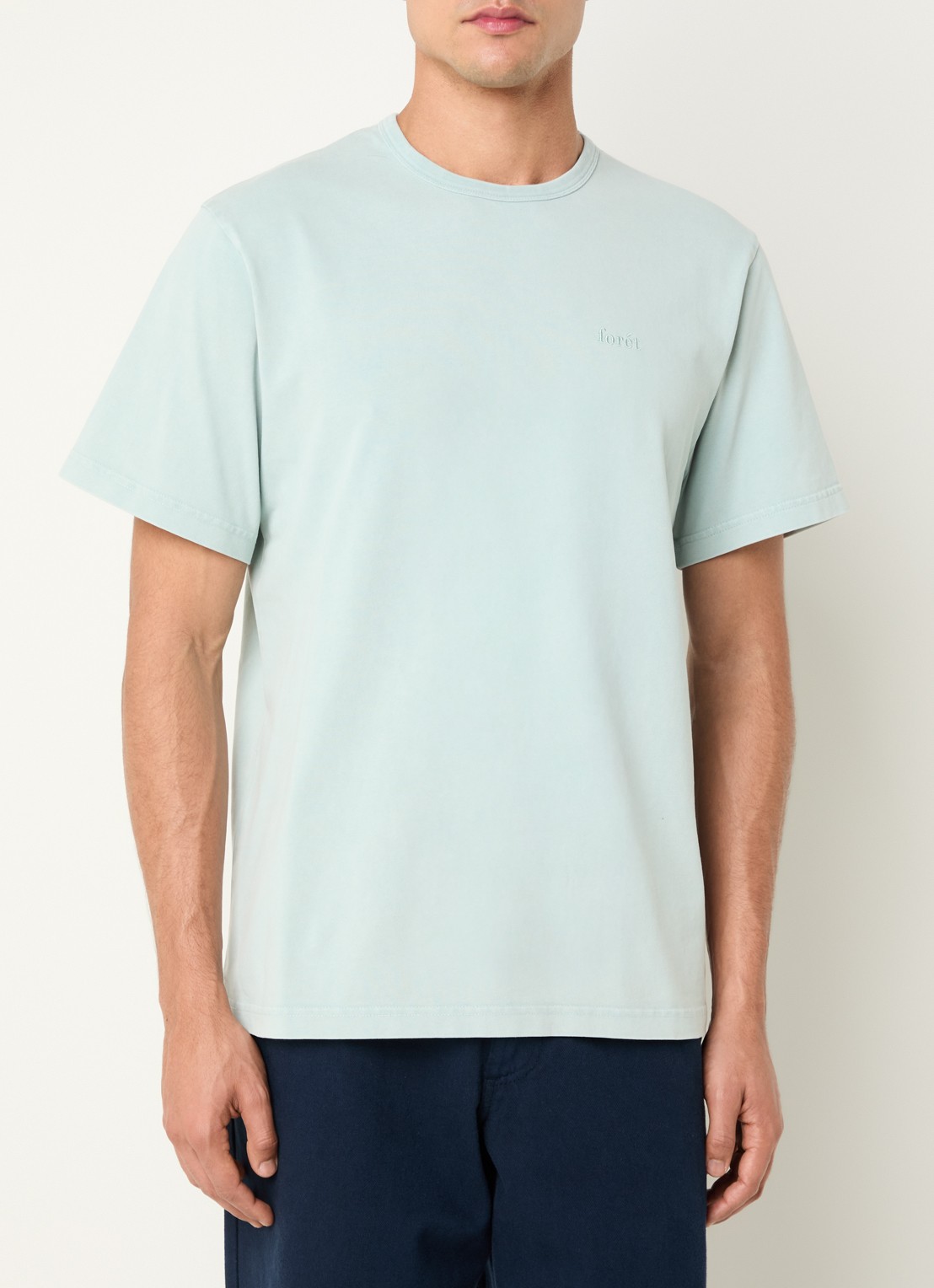 forét Oak T-shirt met logoborduring - detail 4 lichtblauw