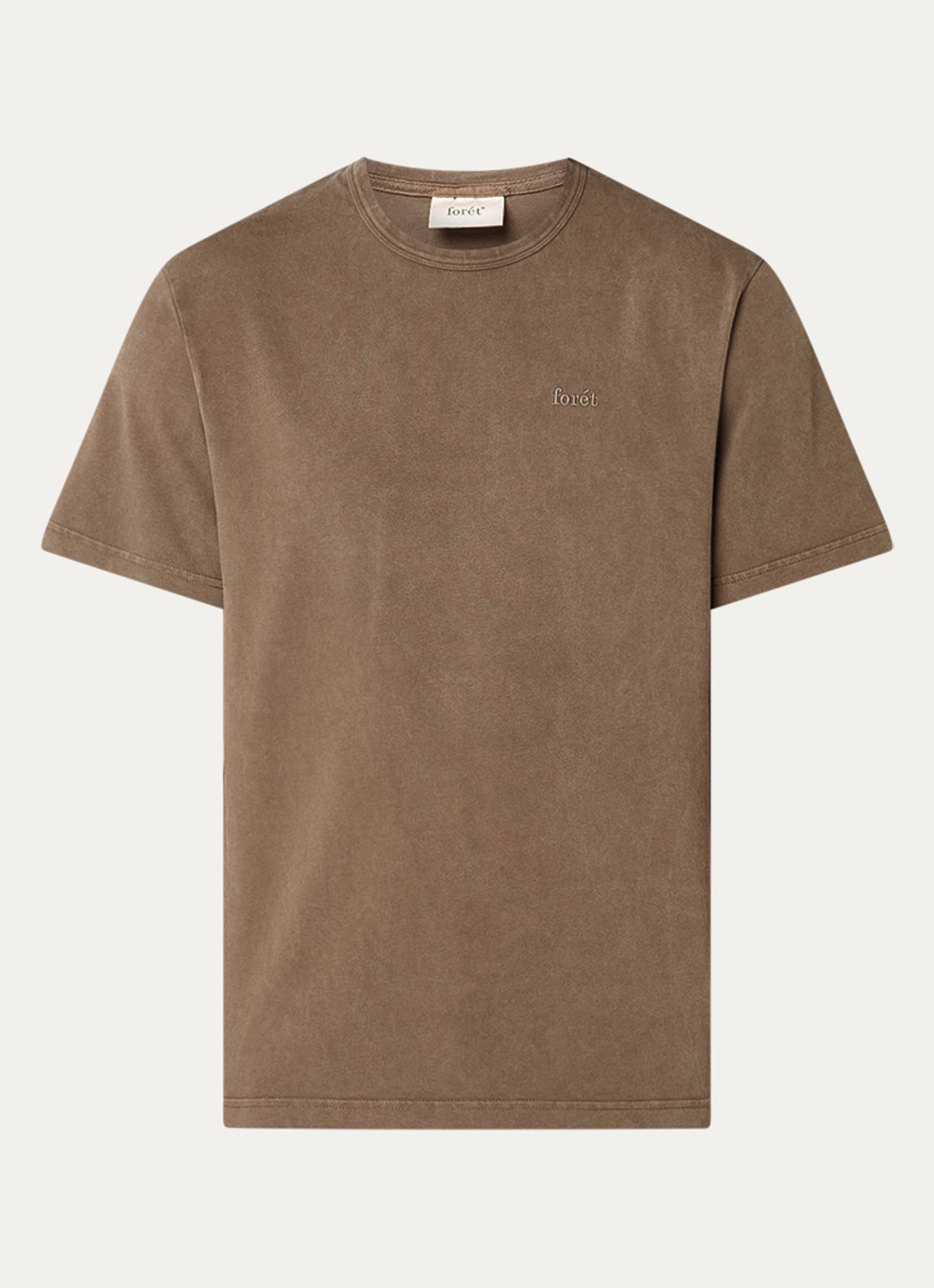 forét Oak T-shirt met logoborduring - voorkant 2 khaki