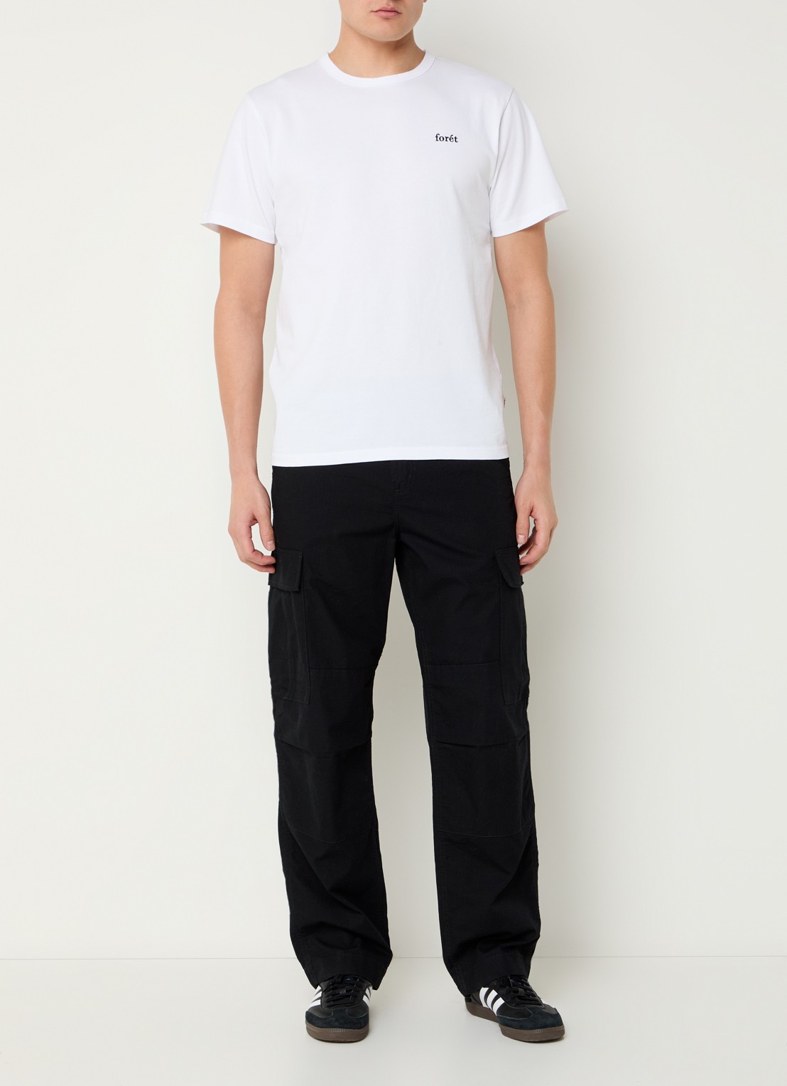 forét Oak T-shirt van  katoen met logoborduring - voorkant 3 wit
