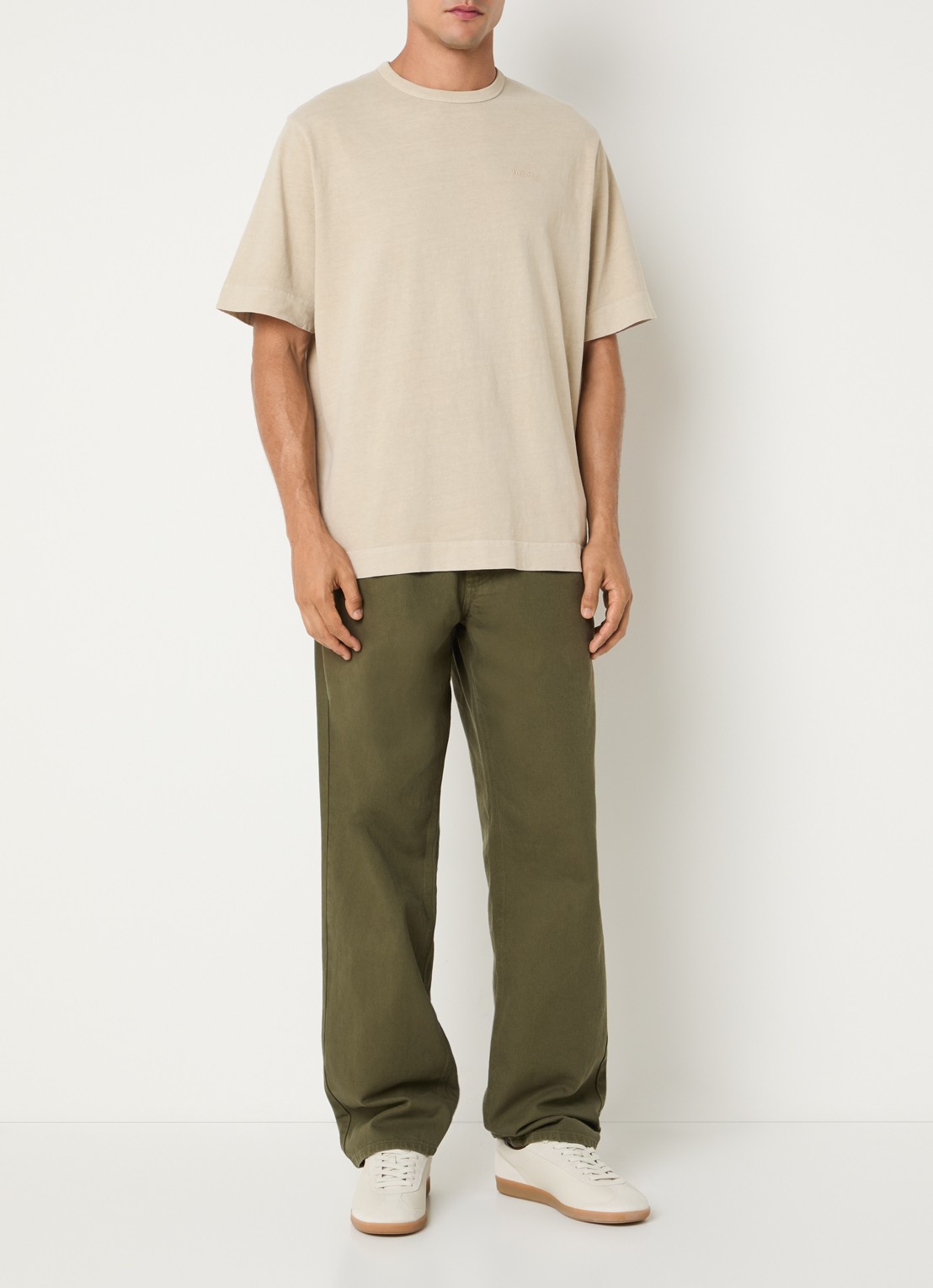 forét Park T-shirt met logoborduring - voorkant 3 khaki