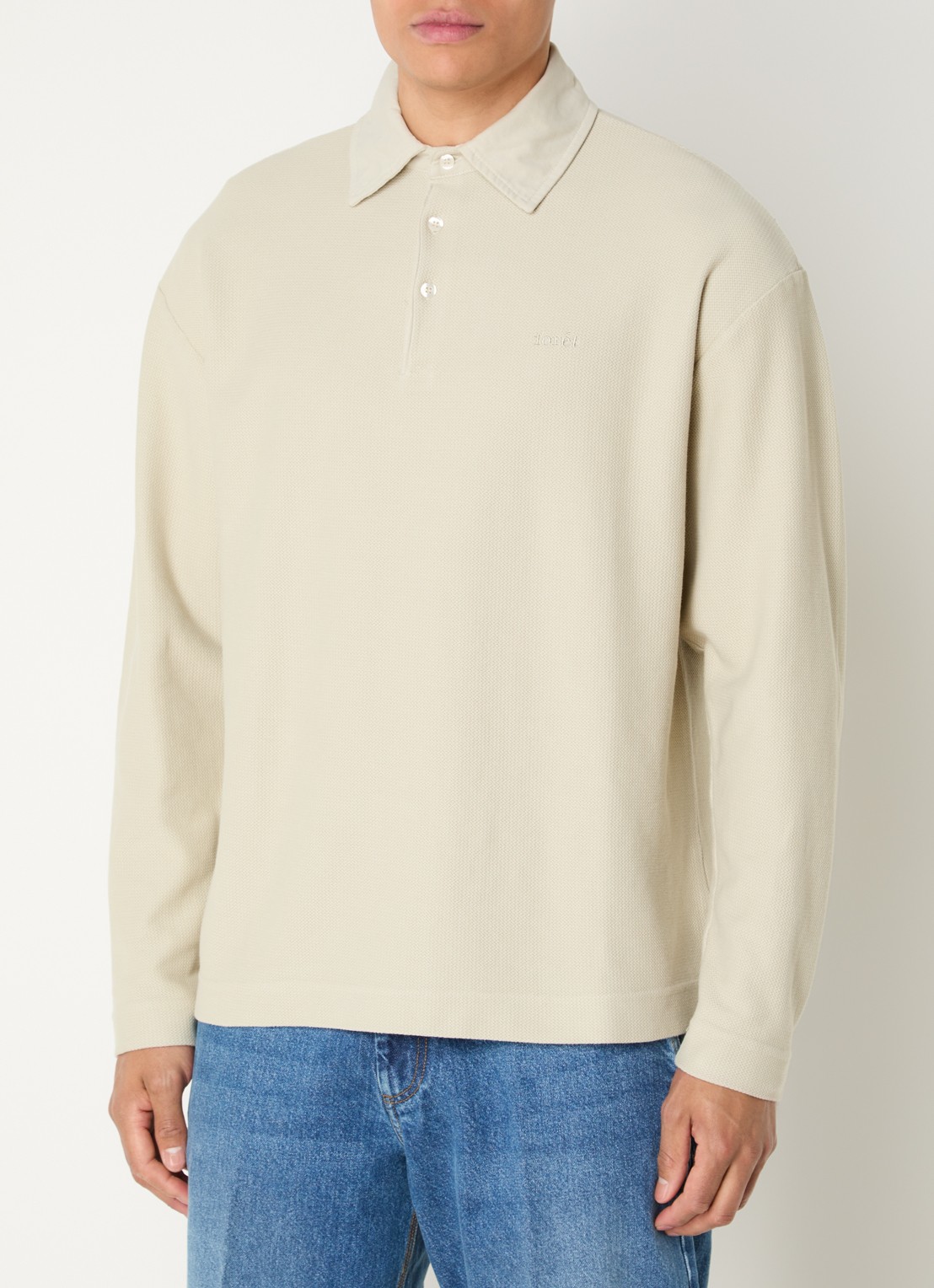 forét Regular fit polo met structuur - detail 4 beige