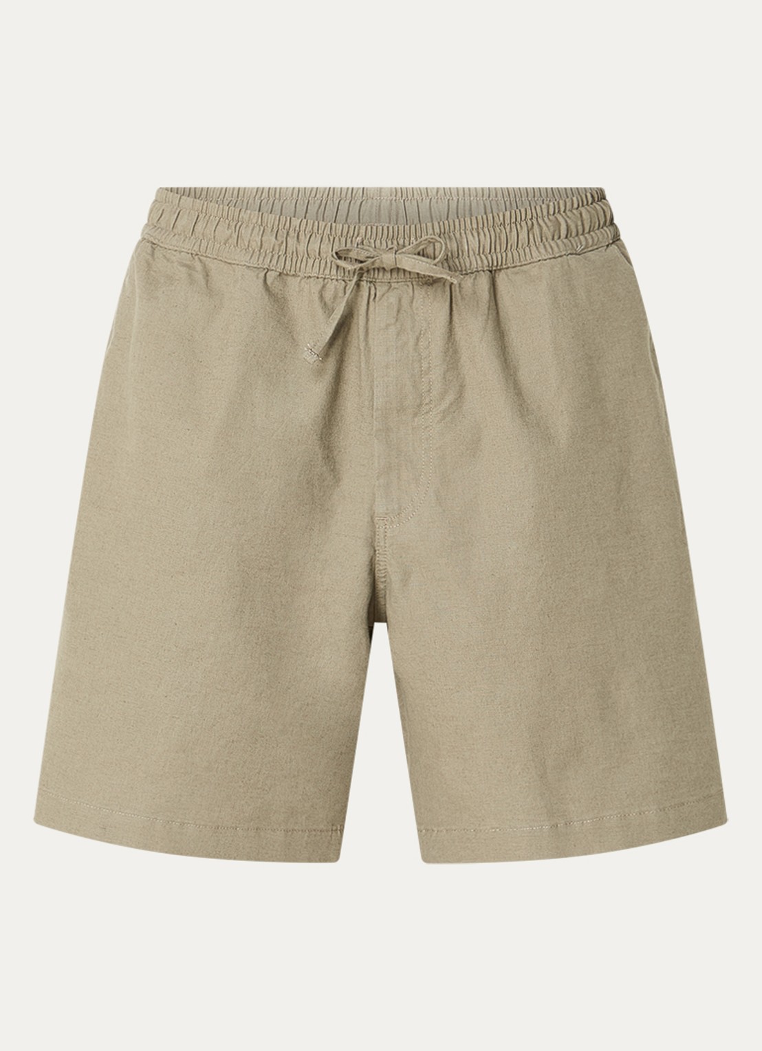 forét Shift loose fit korte broek in linnenblend met trekkoord - voorkant 2 olijfgroen