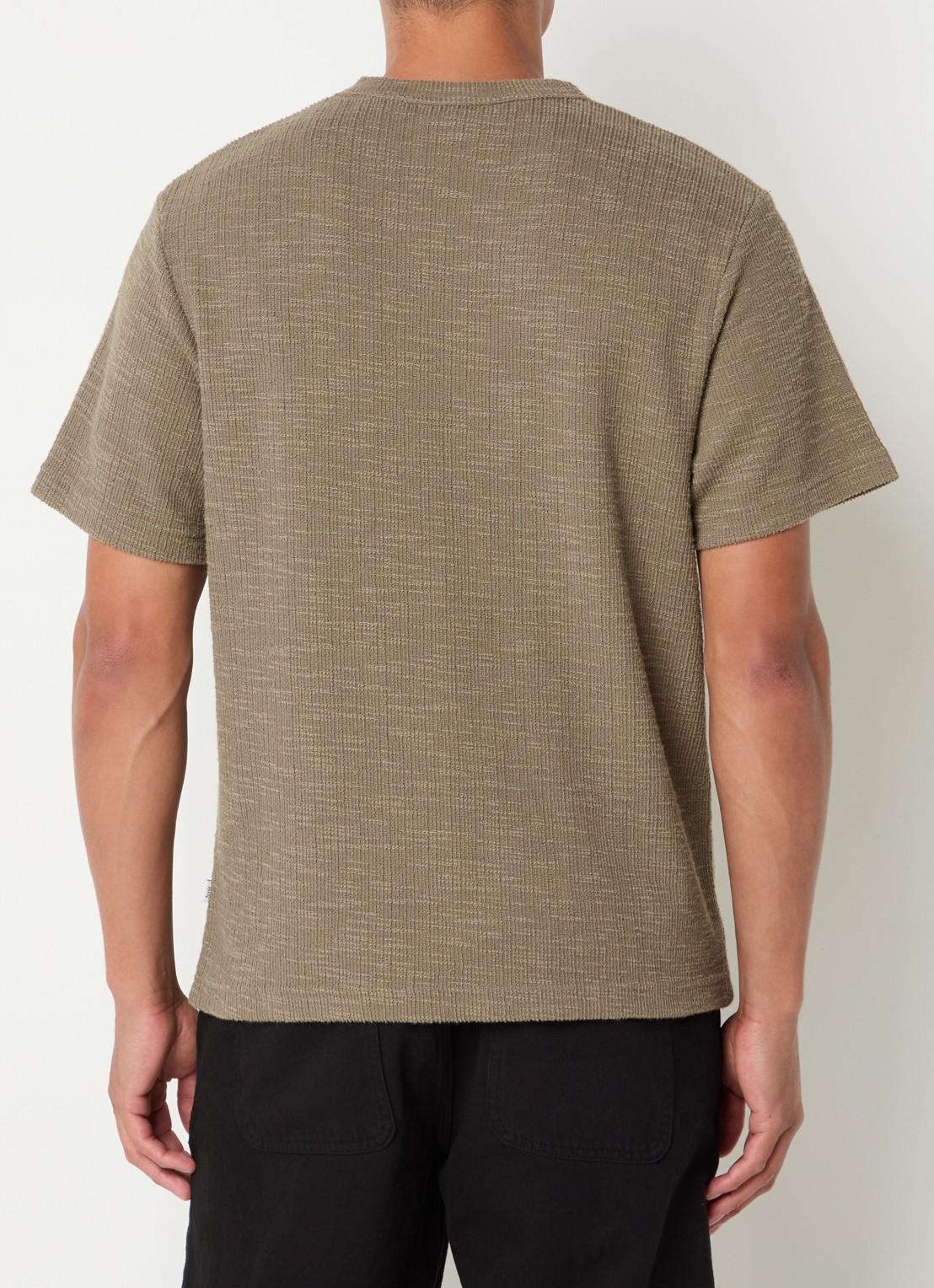 forét Willow T-shirt met structuur en logoborduring - achterkant khaki