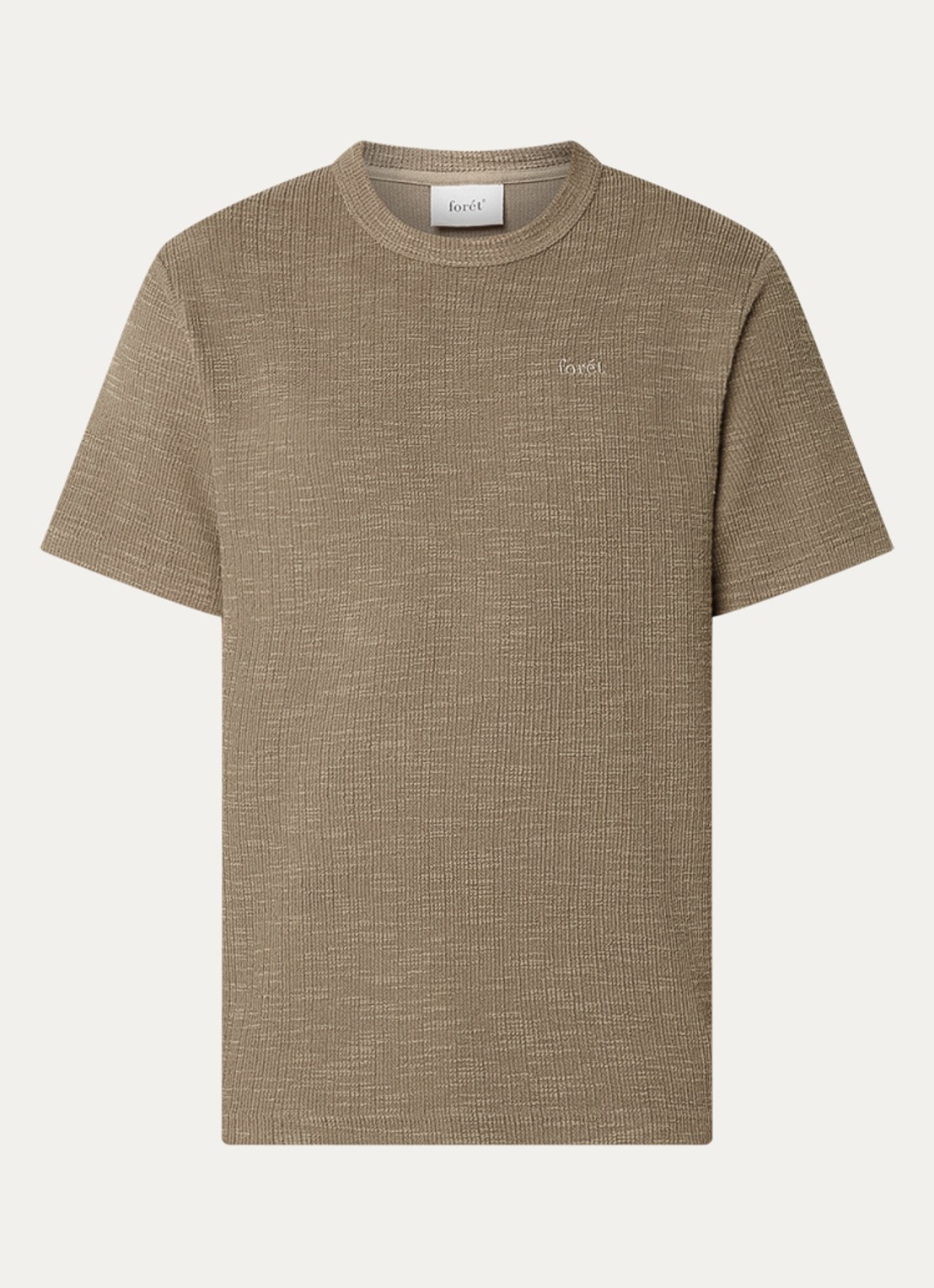 forét Willow T-shirt met structuur en logoborduring - voorkant 3 khaki