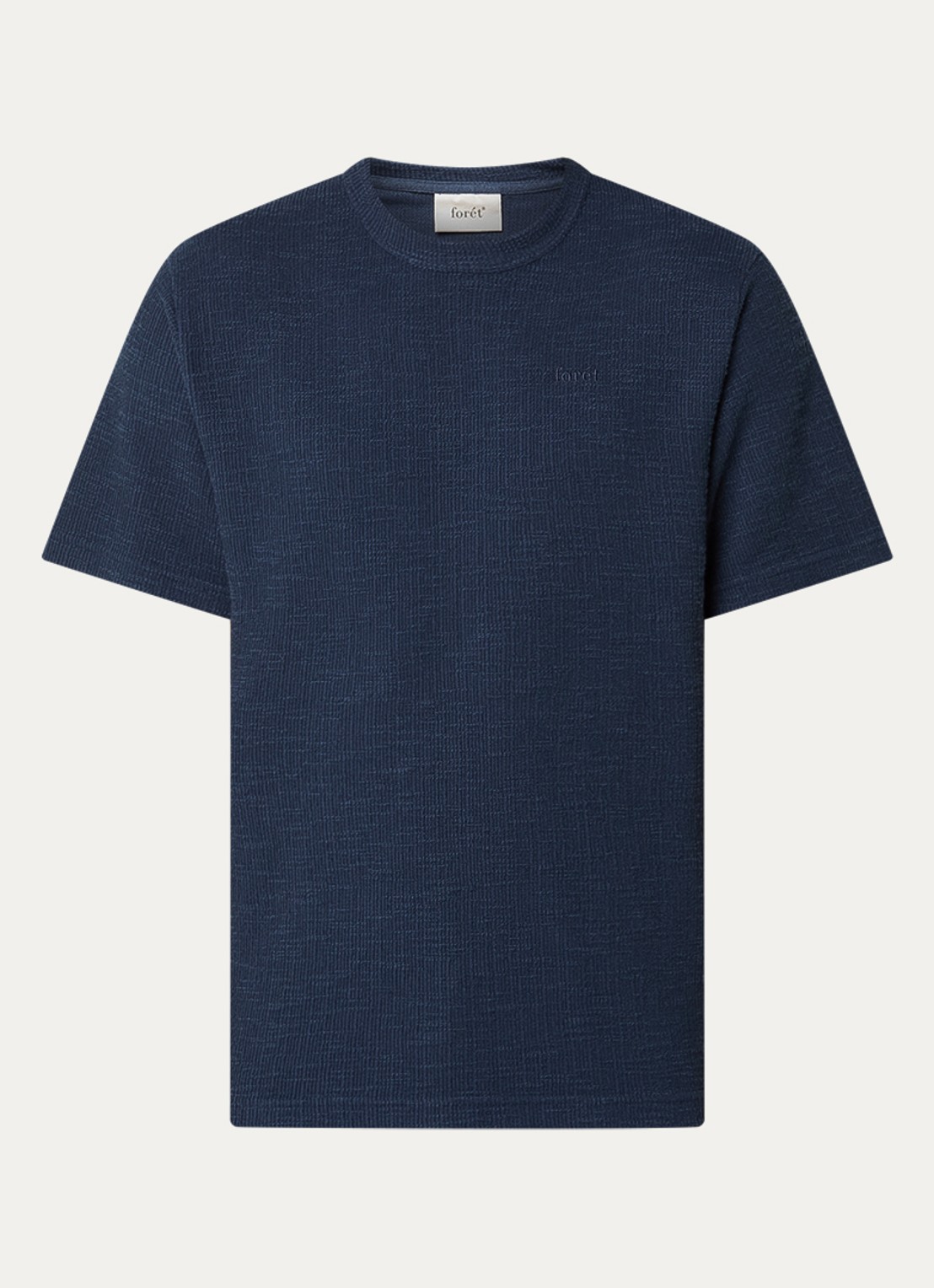 forét Willow T-shirt met structuur en logoborduring - voorkant 3 donkerblauw