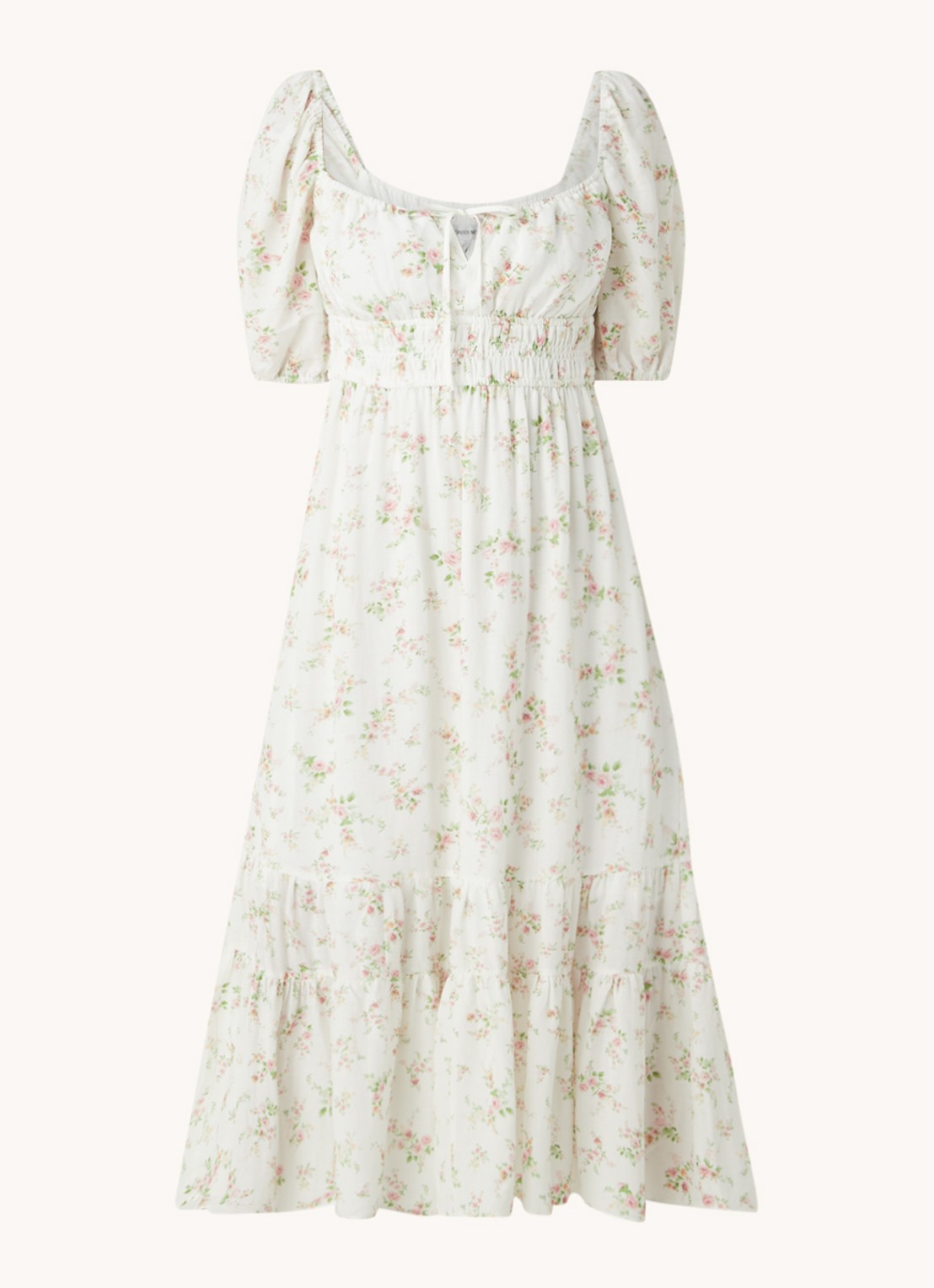 Forever New Josephine midi jurk in linnenblend met bloemenprint - voorkant 2 wit