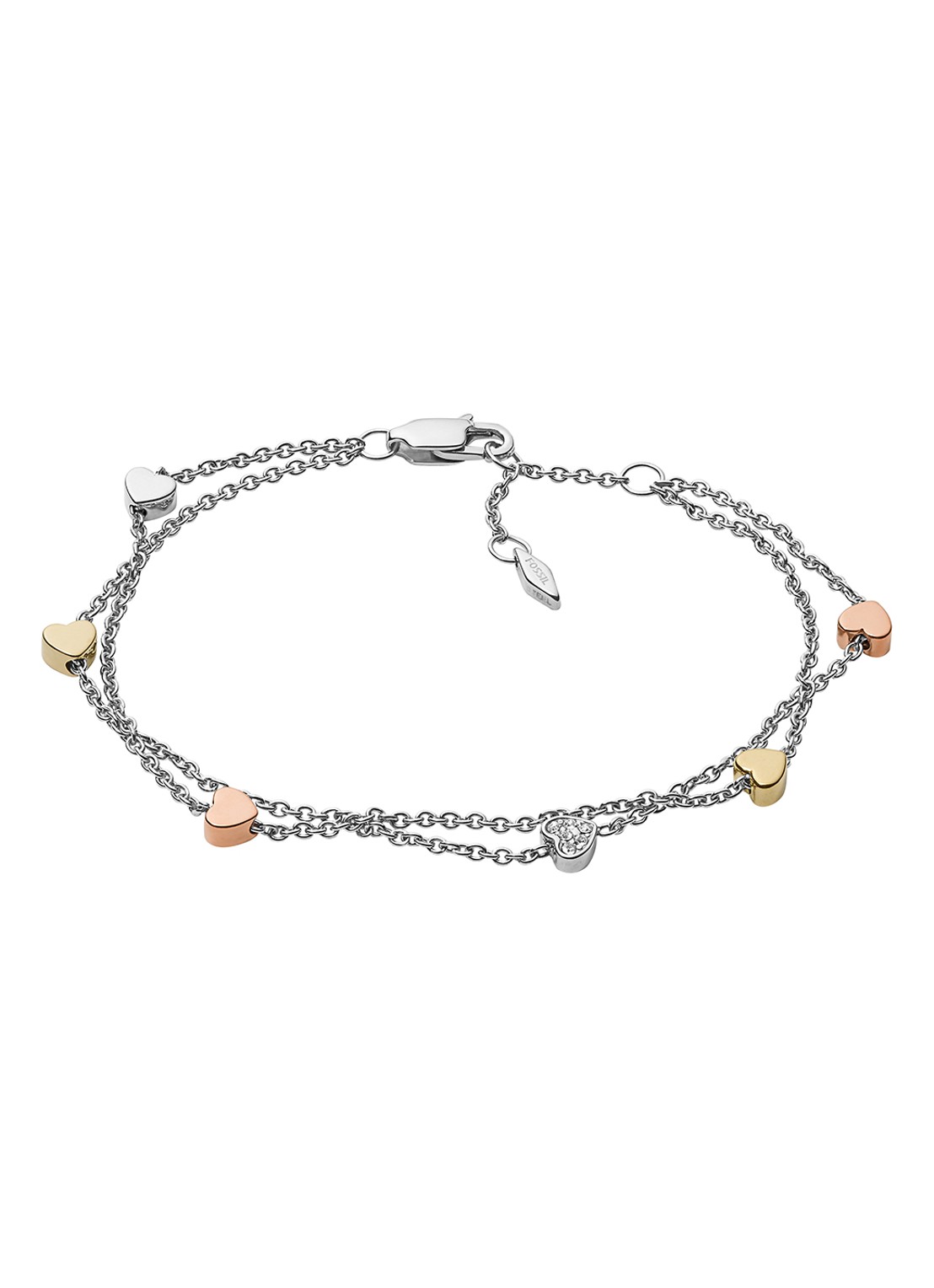 Fossil Armband met glassteen JF02854998 - voorkant zilver