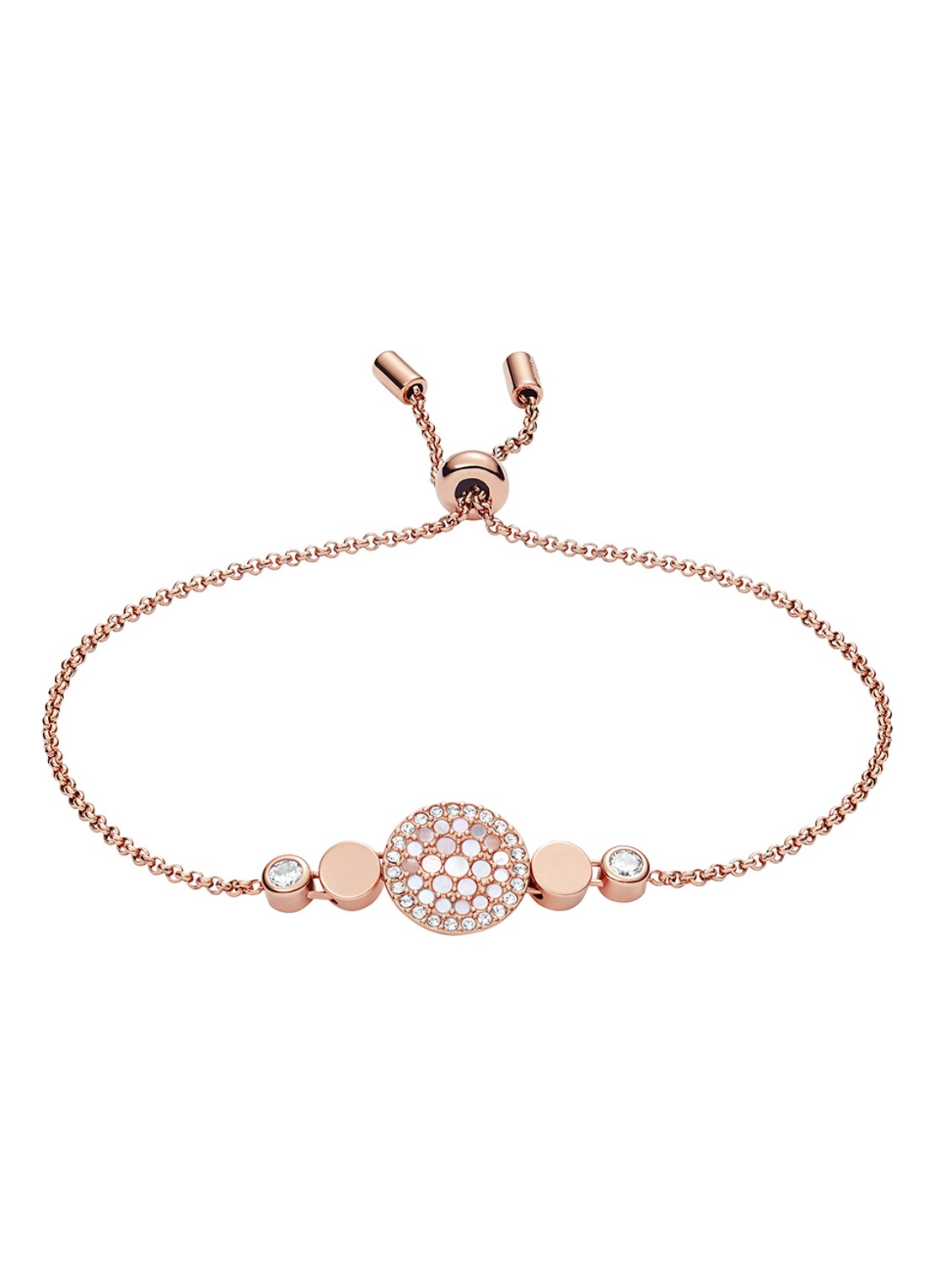 Fossil Armband met parelmoer JF02905791 - voorkant roségoud