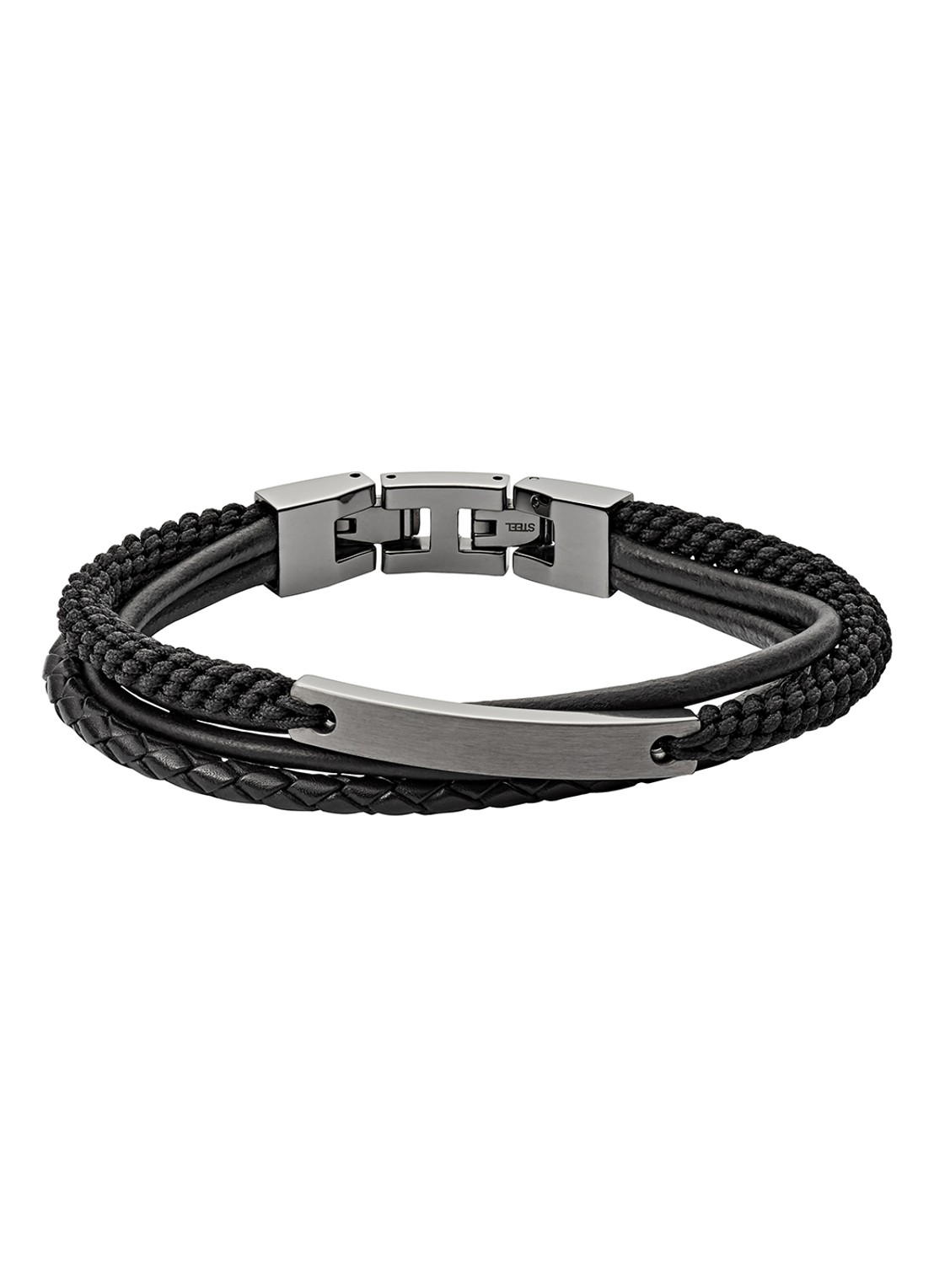 Fossil Armband van leer JF03185793 - voorkant donkergrijs