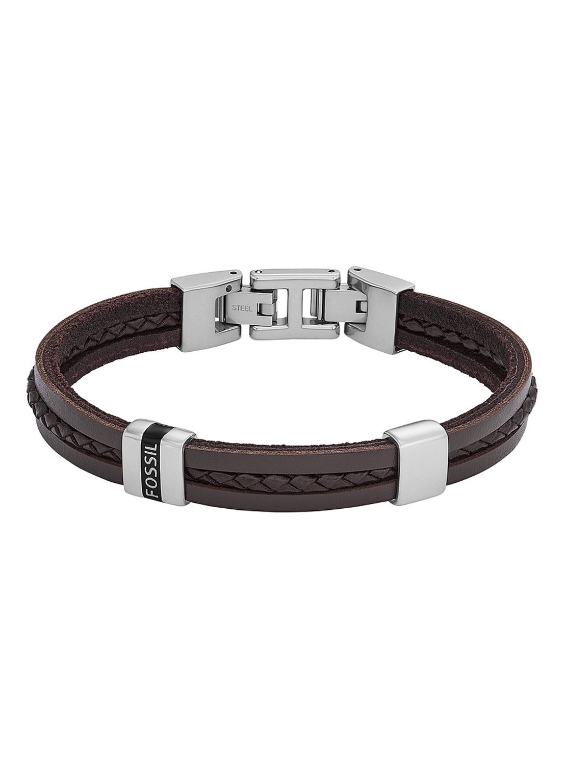 Fossil Armband van leer JF04133040 - voorkant bruin
