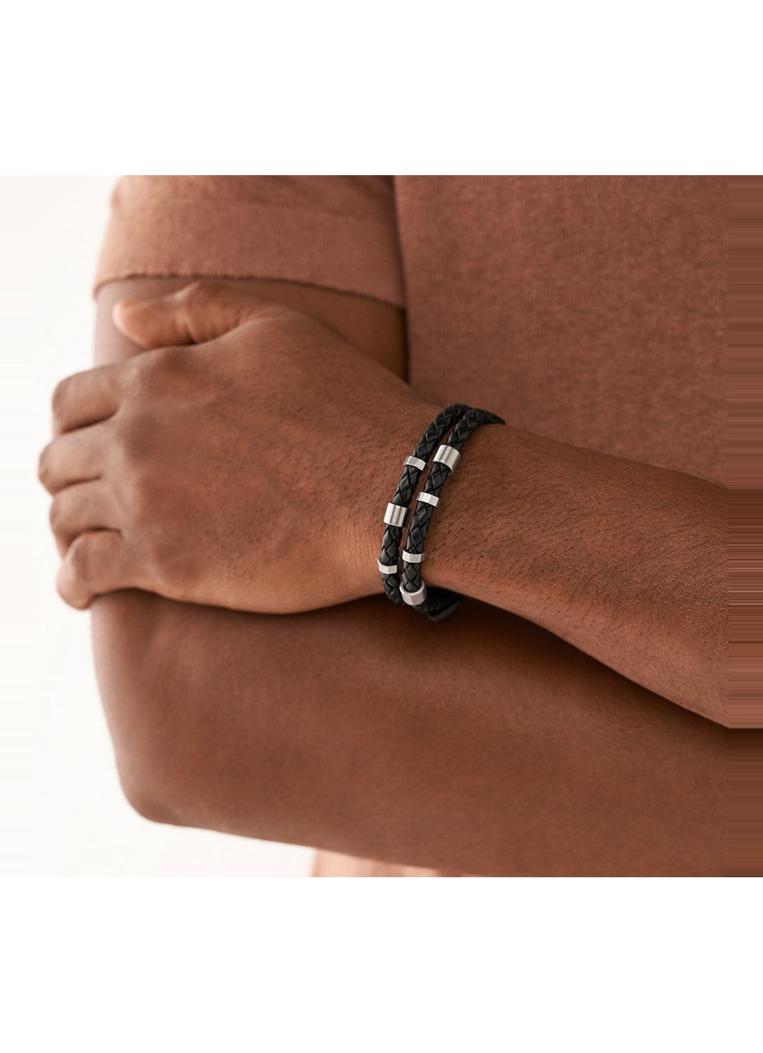 Fossil Armband van leer JF04473040 - detail 3 zwart