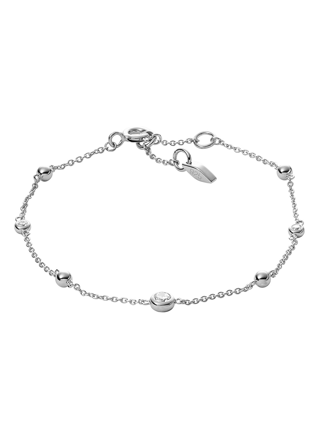 Fossil Armband van zilver met zirkonia JFS00452040 - voorkant 2 zilver