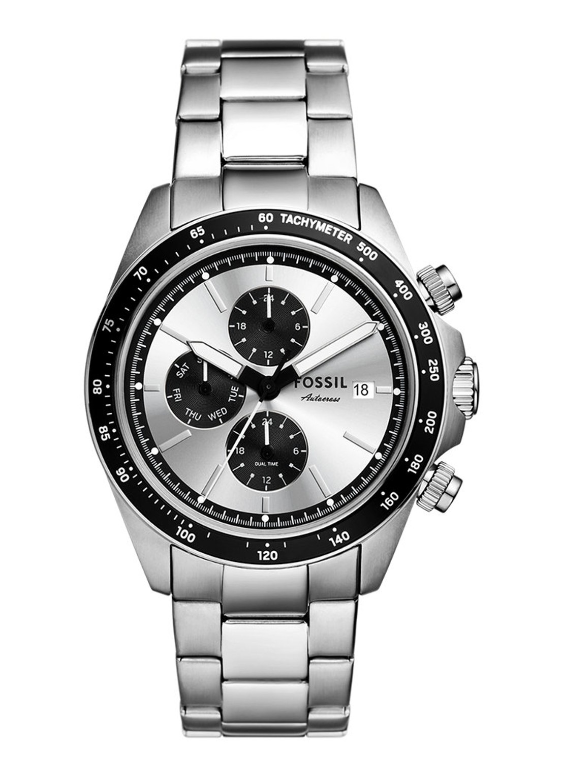 Fossil Autocross horloge FS6124 - voorkant zilver