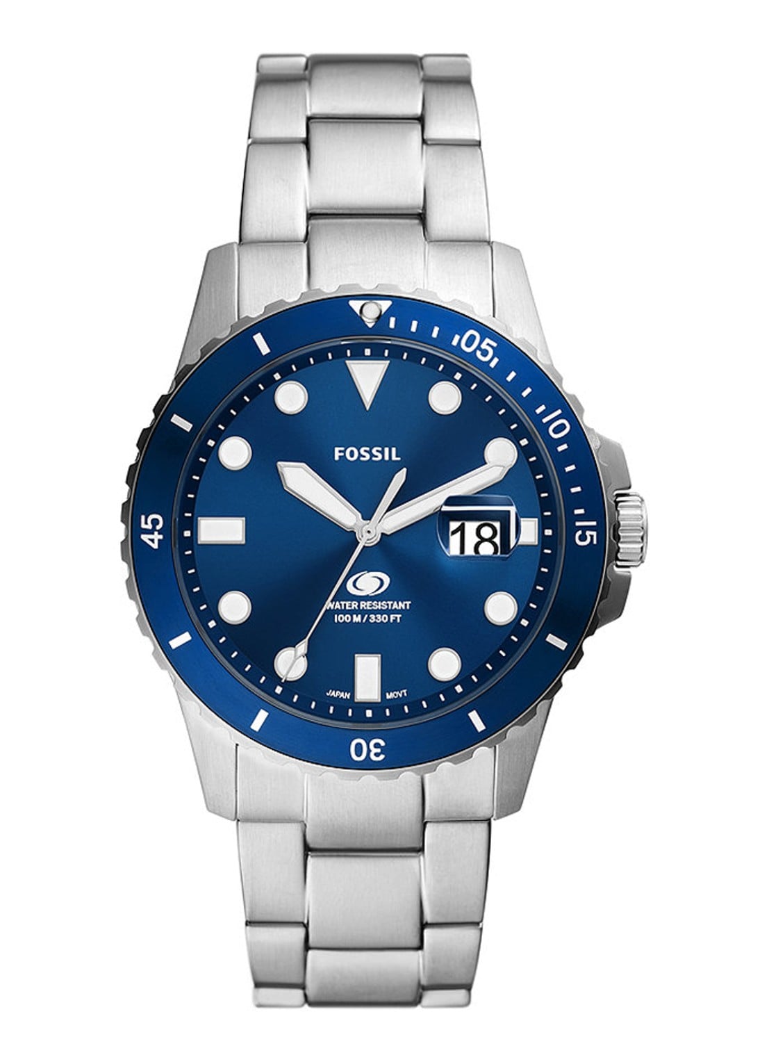 Fossil Blue Dive horloge FS6029 - voorkant zilver