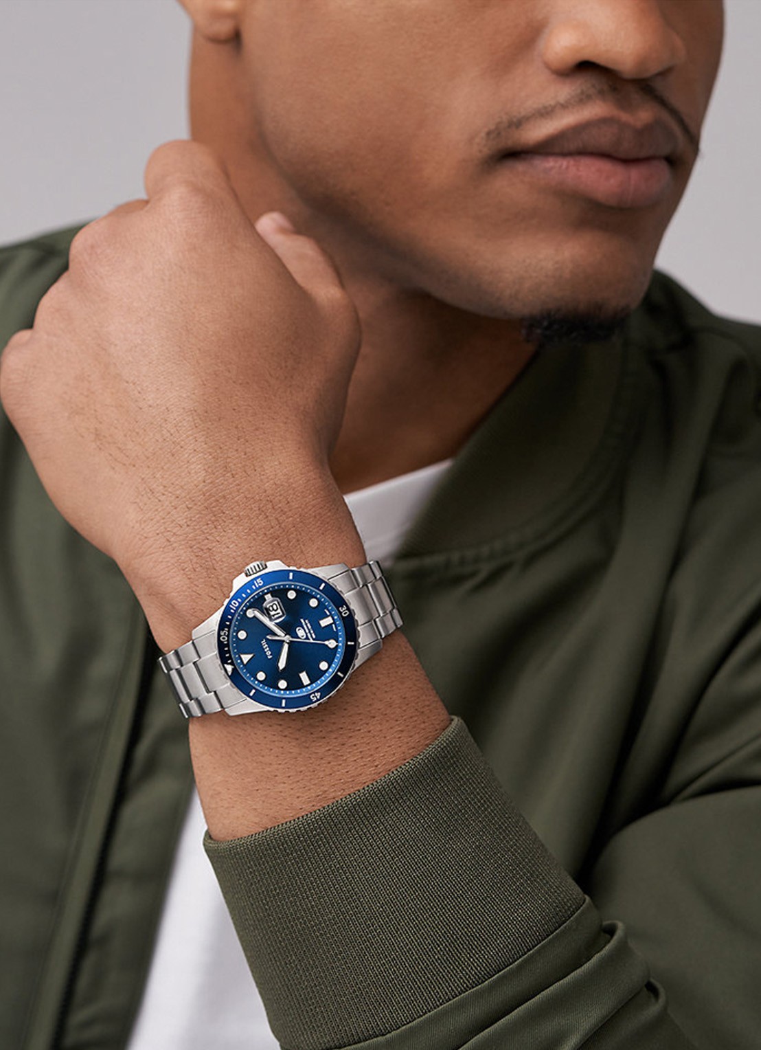 Fossil Blue Dive horloge FS6029 - voorkant 2 zilver