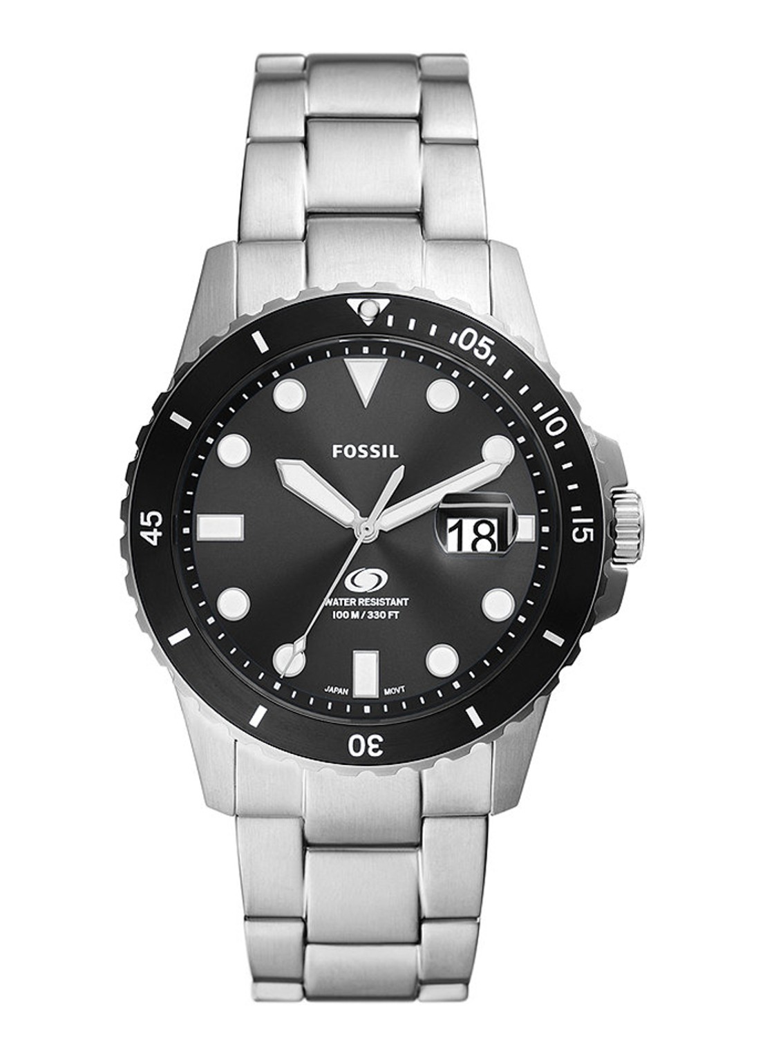 Fossil Blue Dive horloge FS6032 - voorkant zilver