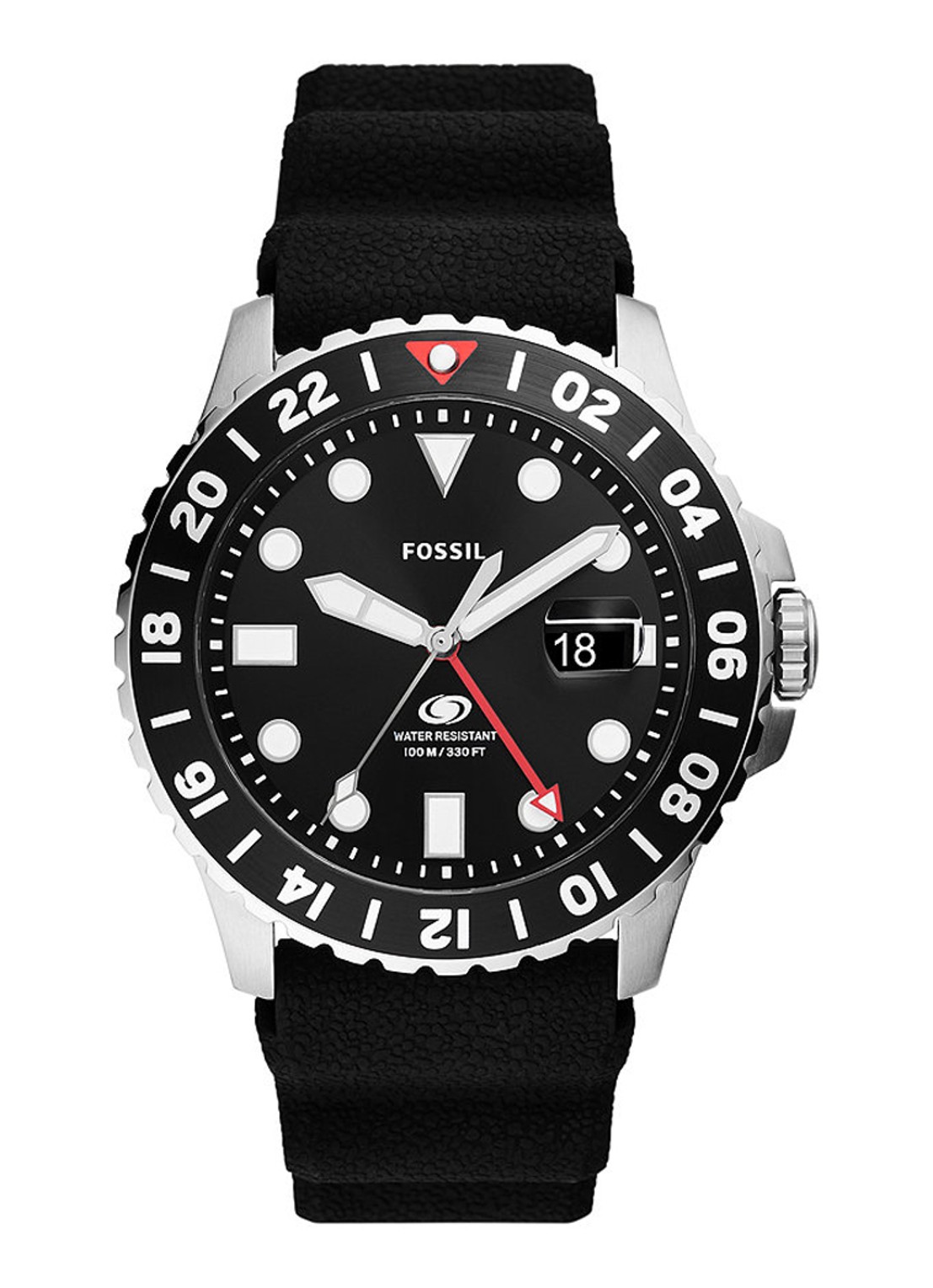 Fossil Blue Gmt horloge FS6036 - voorkant zwart