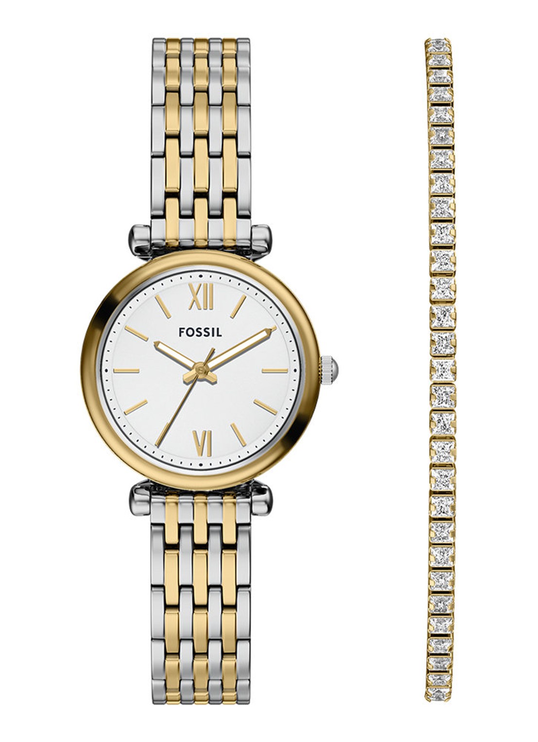 Fossil Carlie horloge ES5450SET - voorkant zilver