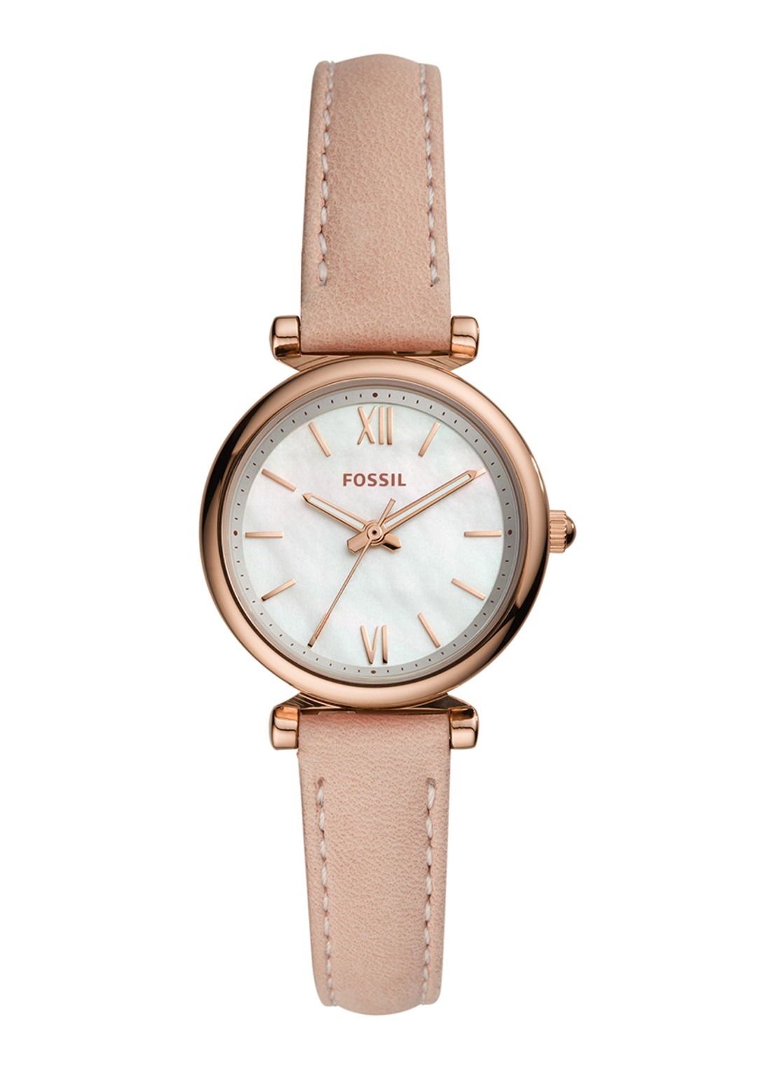 Fossil Carlie Mini horloge ES4699 - voorkant roségoud