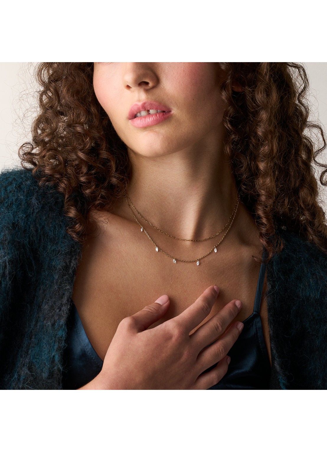Fossil Ellis ketting  JF04894710 - detail 4 goud