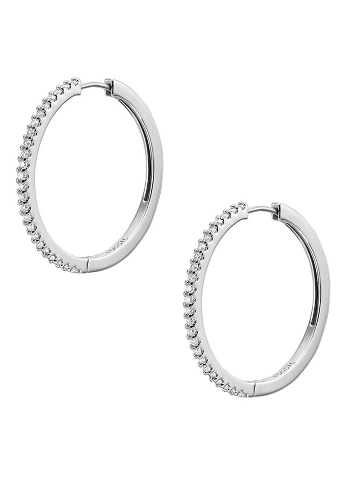 Fossil Ellis oorringen met zirkonia JA7274040 - detail 4 zilver