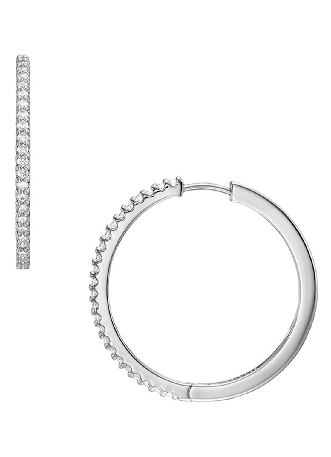 Fossil Ellis oorringen met zirkonia JA7274040 - voorkant zilver