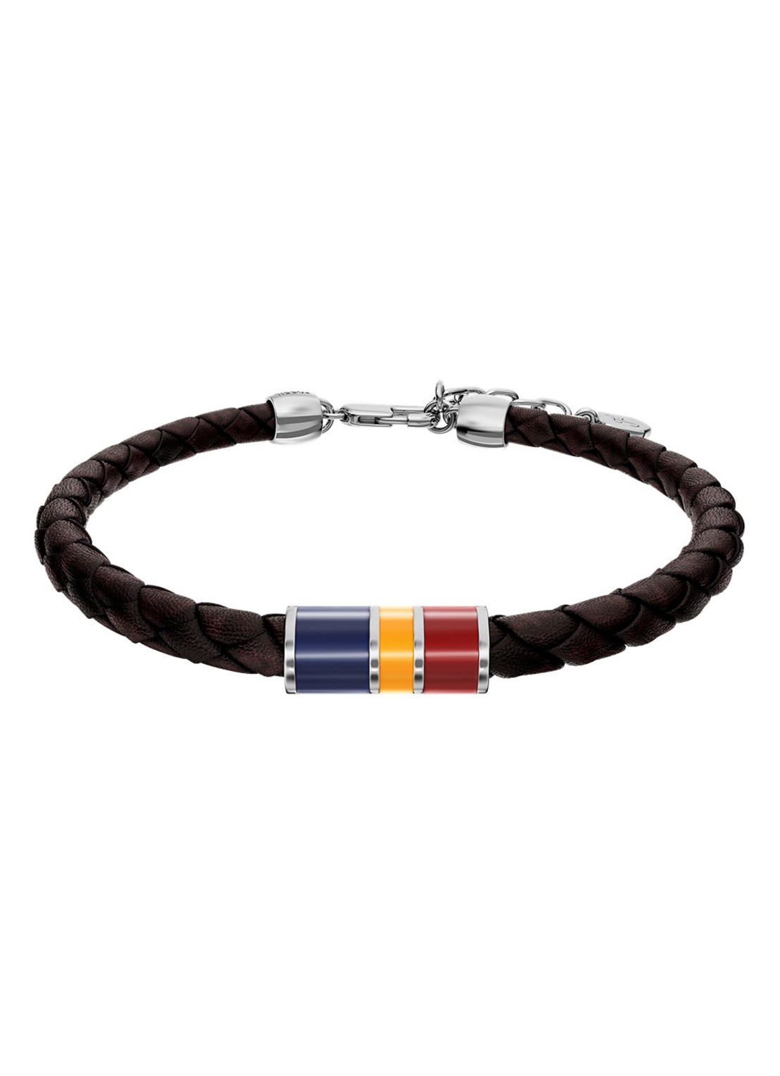 Fossil Everett  armband van geweven leer JF05023040 - voorkant 5 bruin
