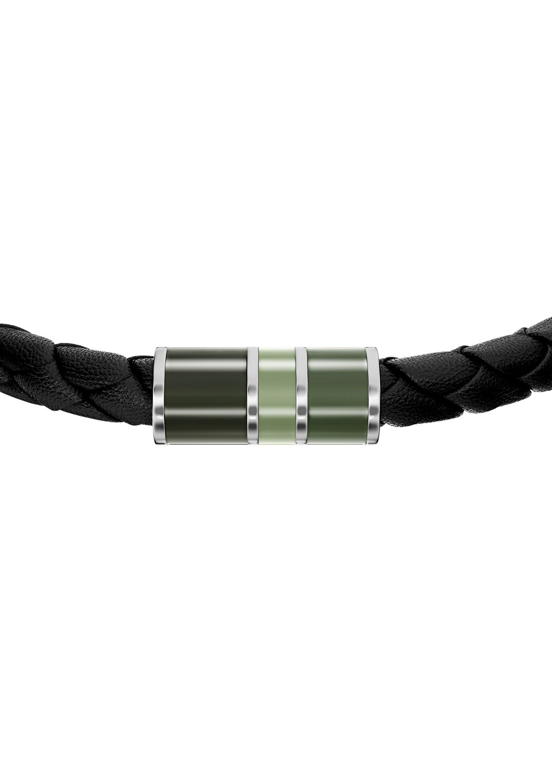 Fossil Everett armband van geweven leer JF05024040 - detail 2 zwart
