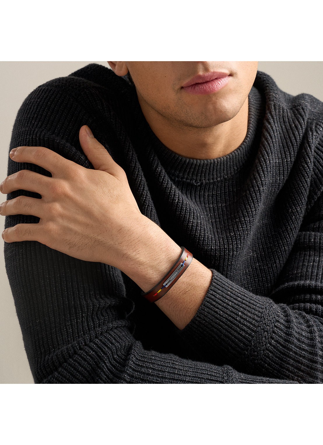 Fossil  Everett armband van leer JF05025040 - detail 5 bruin