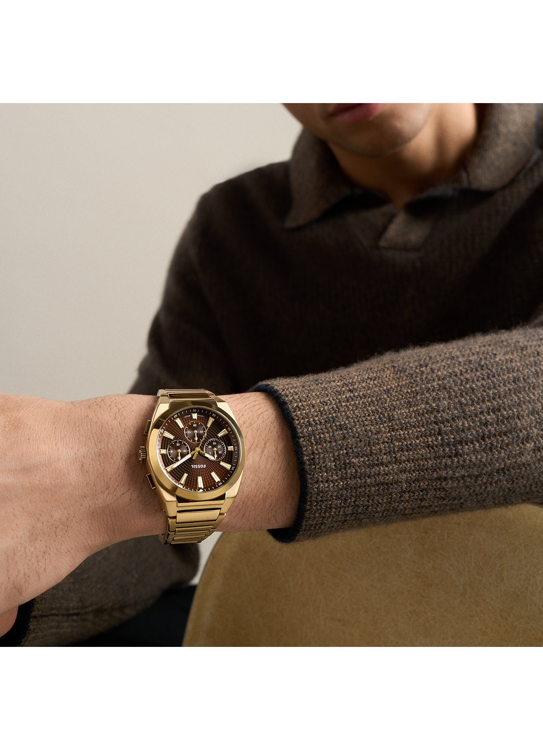Fossil Everett horloge FS6184 - detail 4 goud