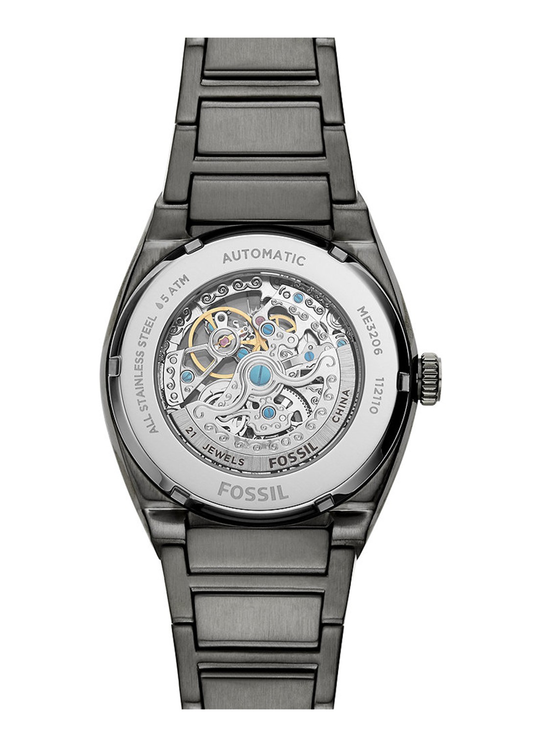 Fossil Everett horloge ME3206 - detail 3 donkergrijs