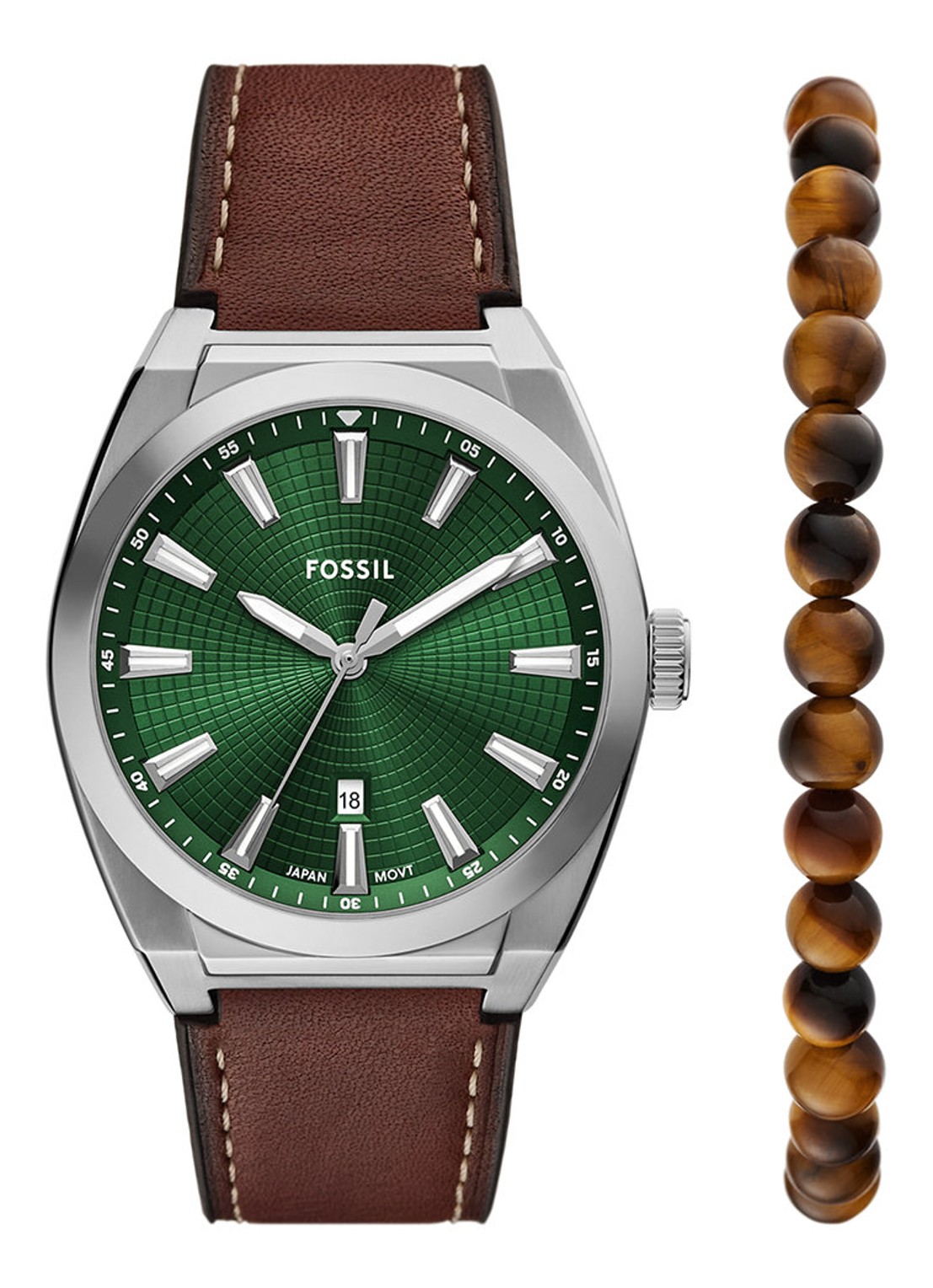 Fossil Everett horloge met armband in set van 2 FS6080SET - voorkant 3 zilver