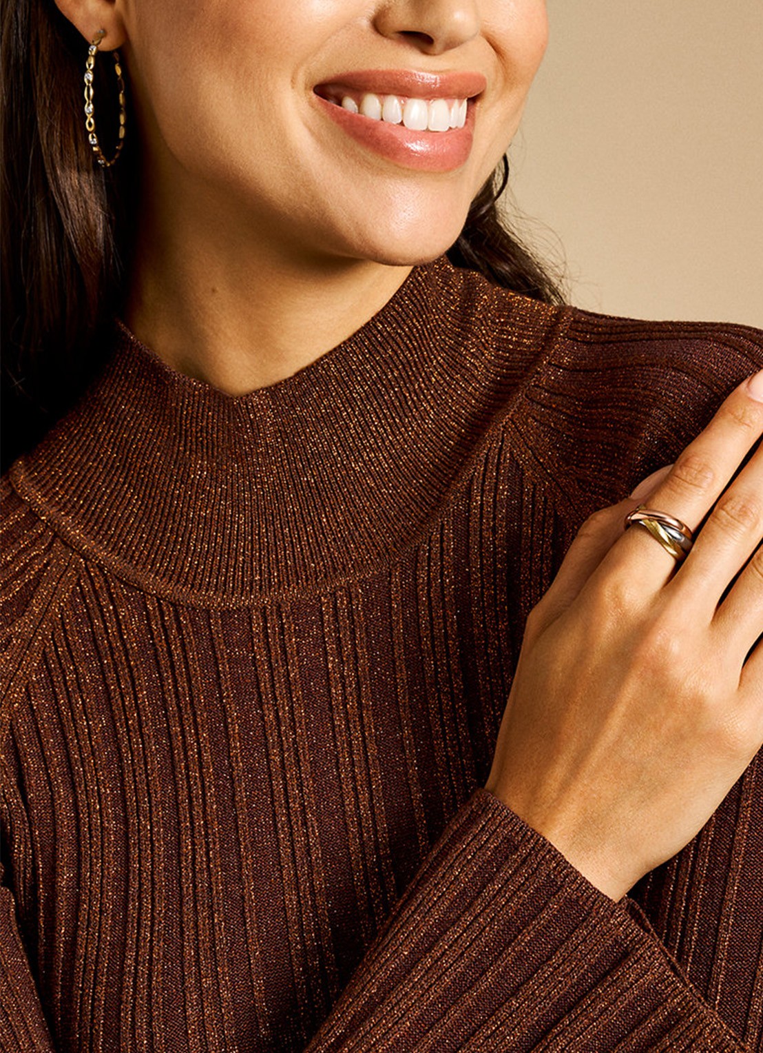 Fossil Harlow ring verguld JF04807998 - voorkant 6 goud